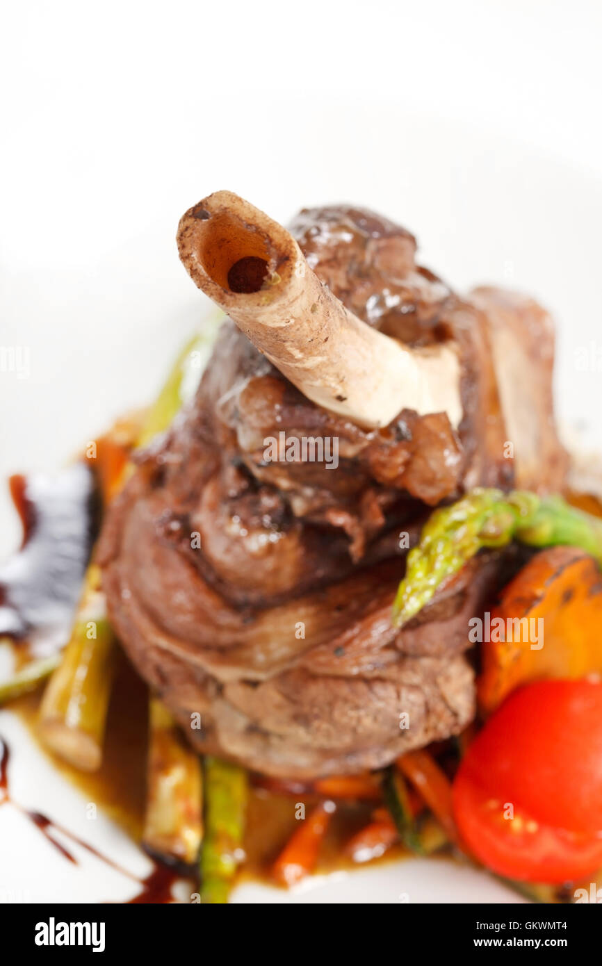 lamb chops on a bed of vegetables Stock Photo Alamy