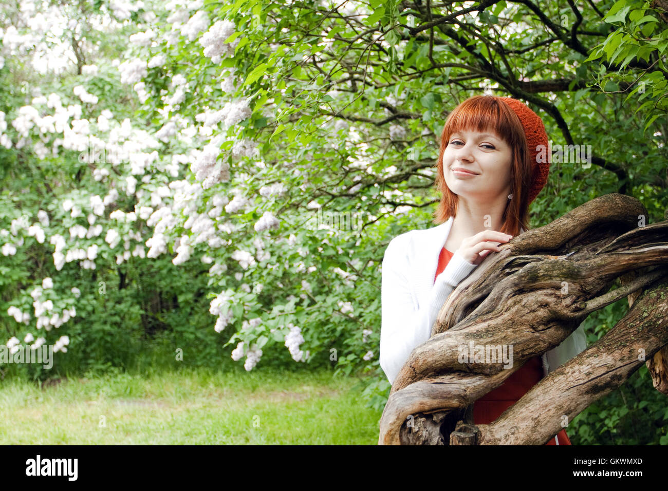 Portrait of a young beautiful girl in park Stock Photo - Alamy