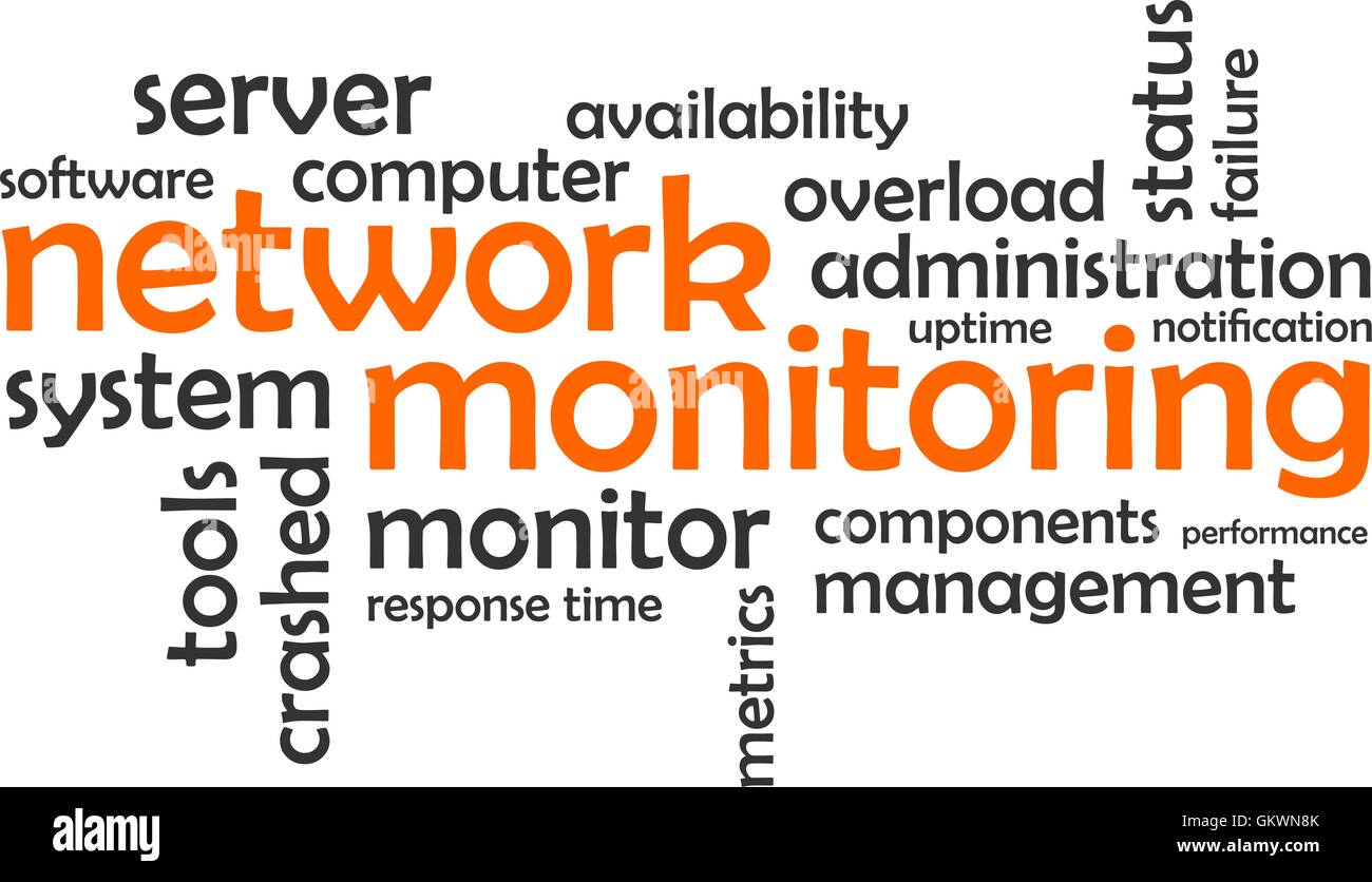 word cloud - network monitoring Stock Vector