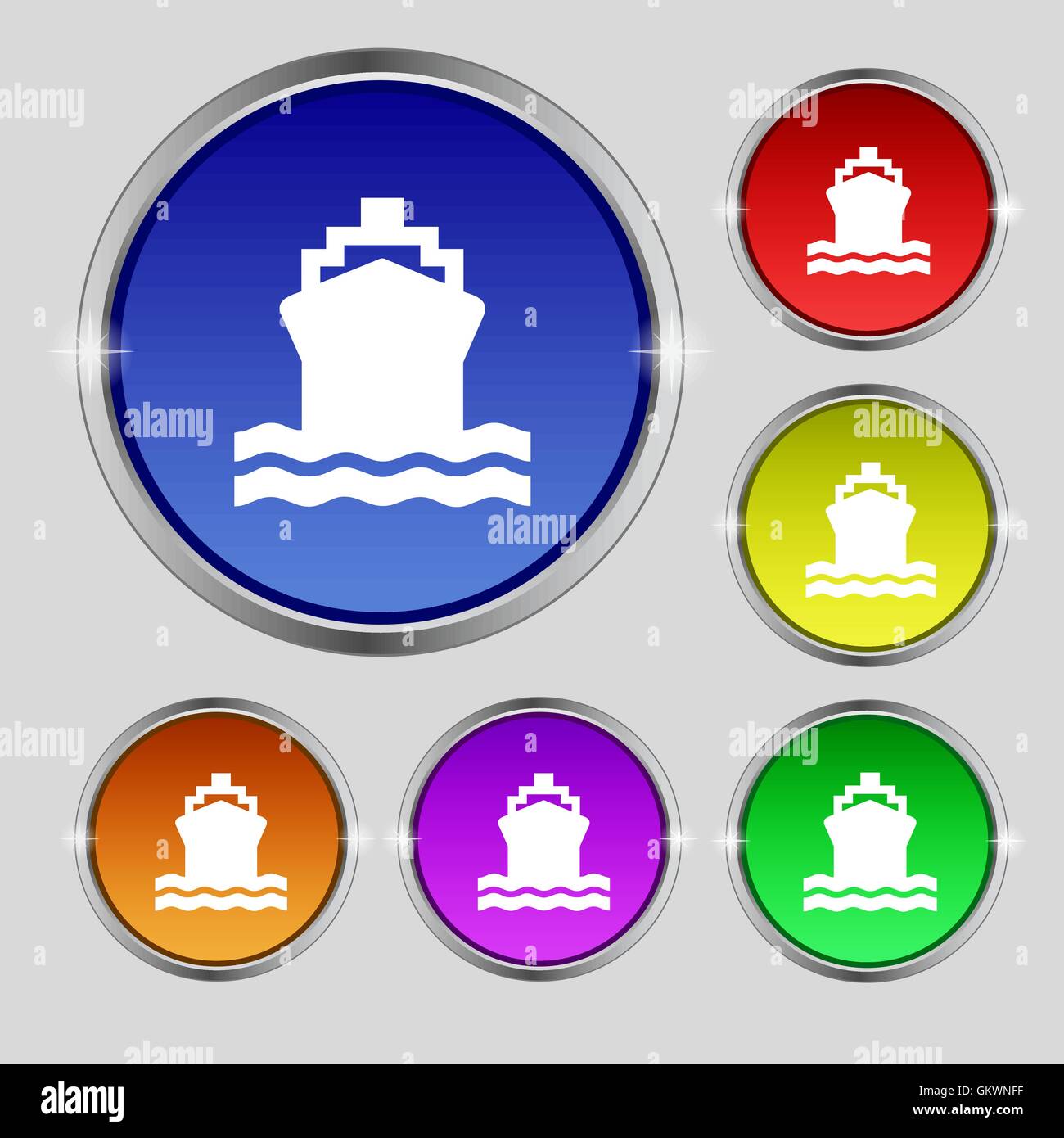 ship icon sign. Round symbol on bright colourful buttons. Vector Stock ...