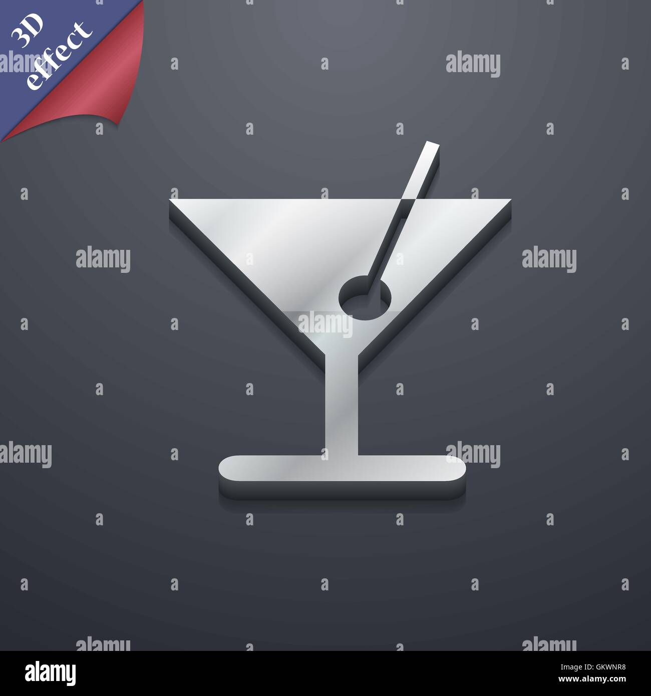 cocktail icon symbol. 3D style. Trendy, modern design with space for your text Vector Stock Vector