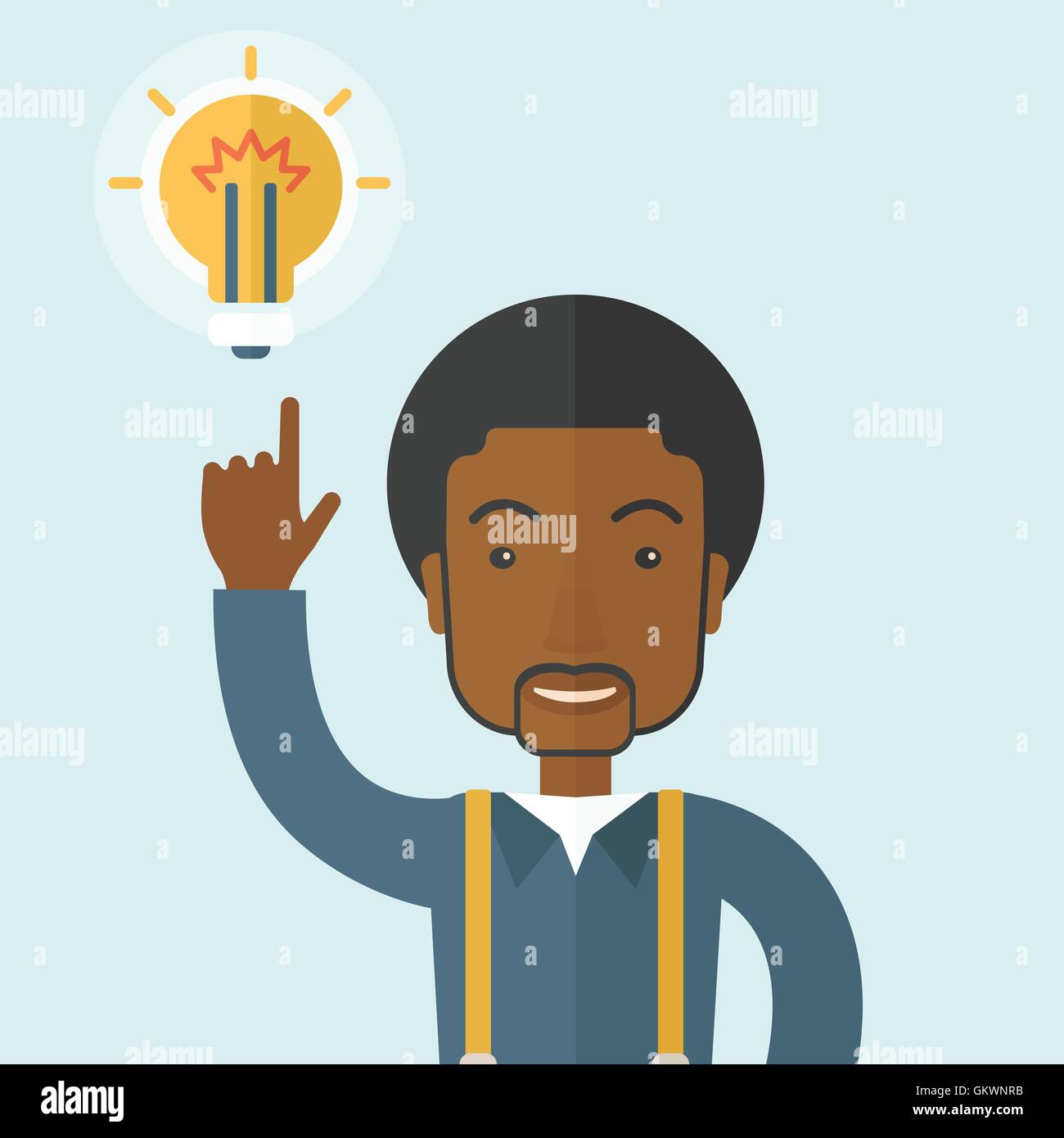 Black guy having a good idea. Stock Vector