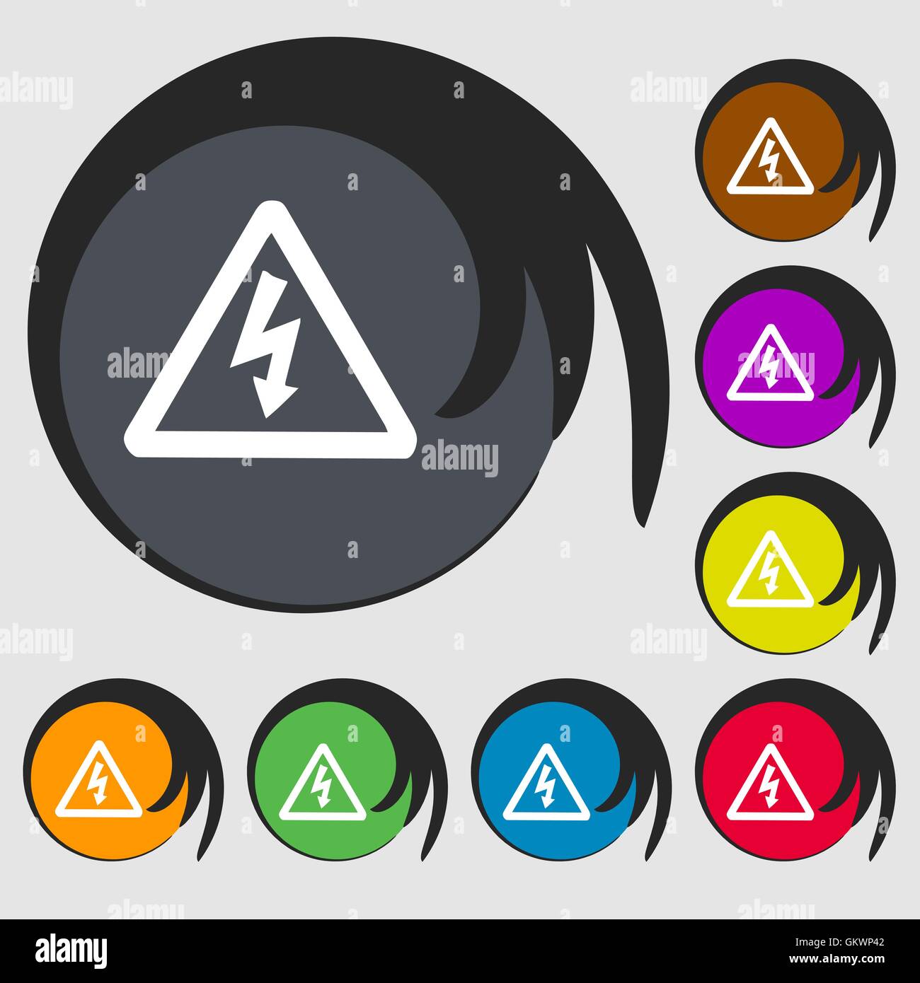 voltage icon sign. Symbol on eight colored buttons. Vector Stock Vector ...