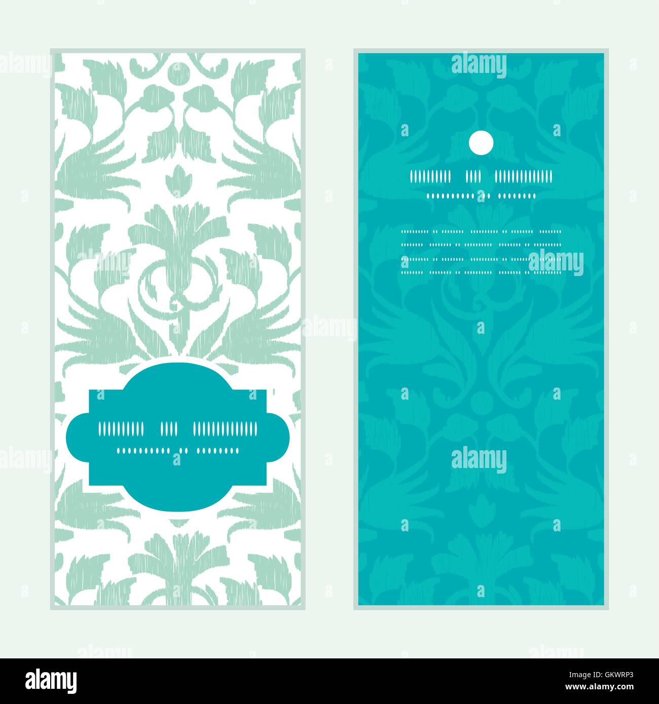Vector abstract green ikat vertical frame pattern invitation gre Stock ...