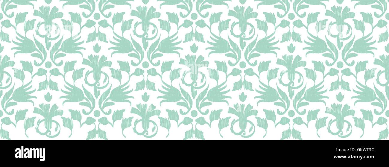 Vector abstract green ikat horizontal border seamless pattern ba Stock ...