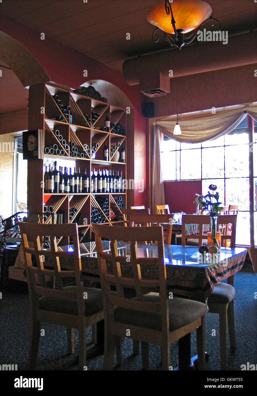 An interior photograph of the Bella Italia Restaurant in Port Angeles, Washington State, USA. Stock Photo