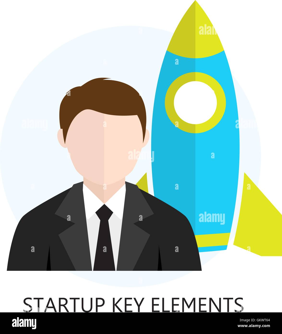Startup Key Elements Flat Design Icon Stock Vector