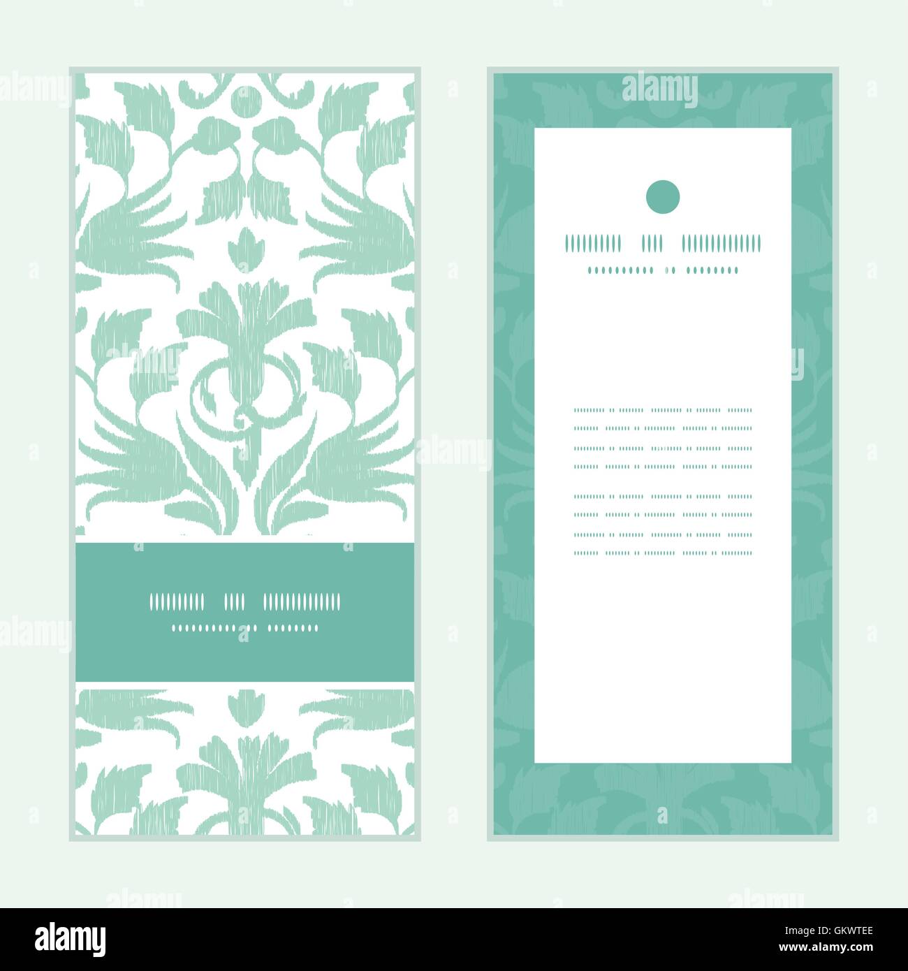 Vector abstract green ikat vertical frame pattern invitation gre Stock ...