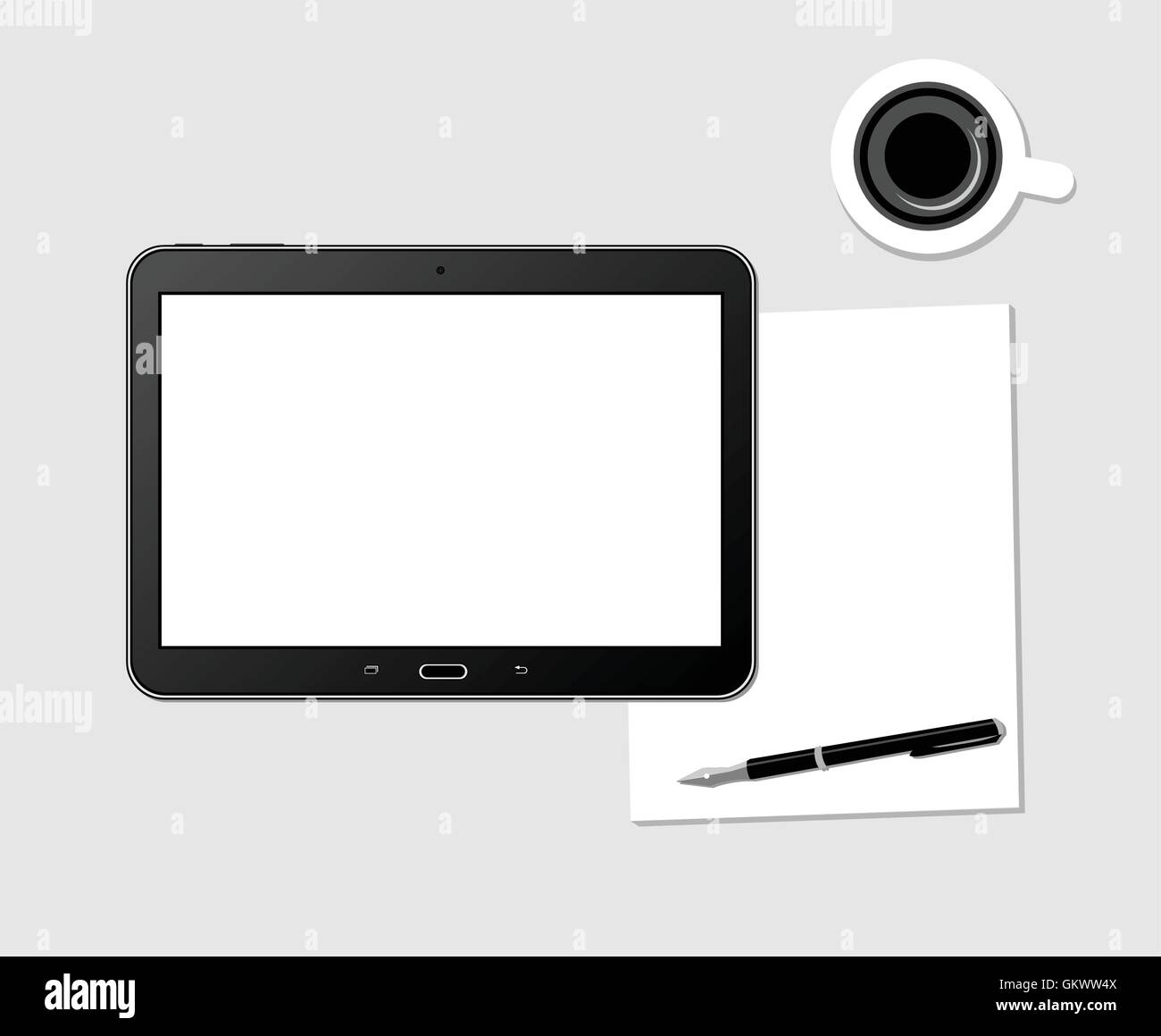 Workplace With Blank Digital Tablet Stock Vector