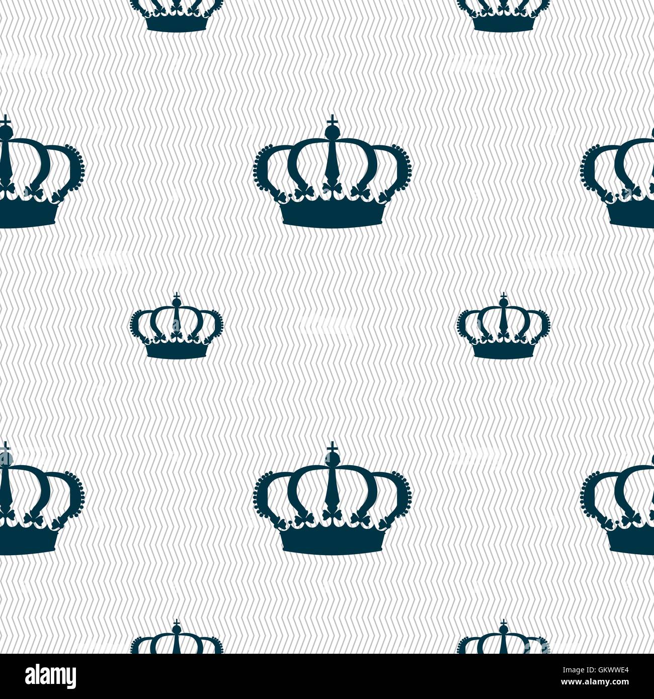 Crown icon sign. Seamless pattern with geometric texture. Vector Stock ...