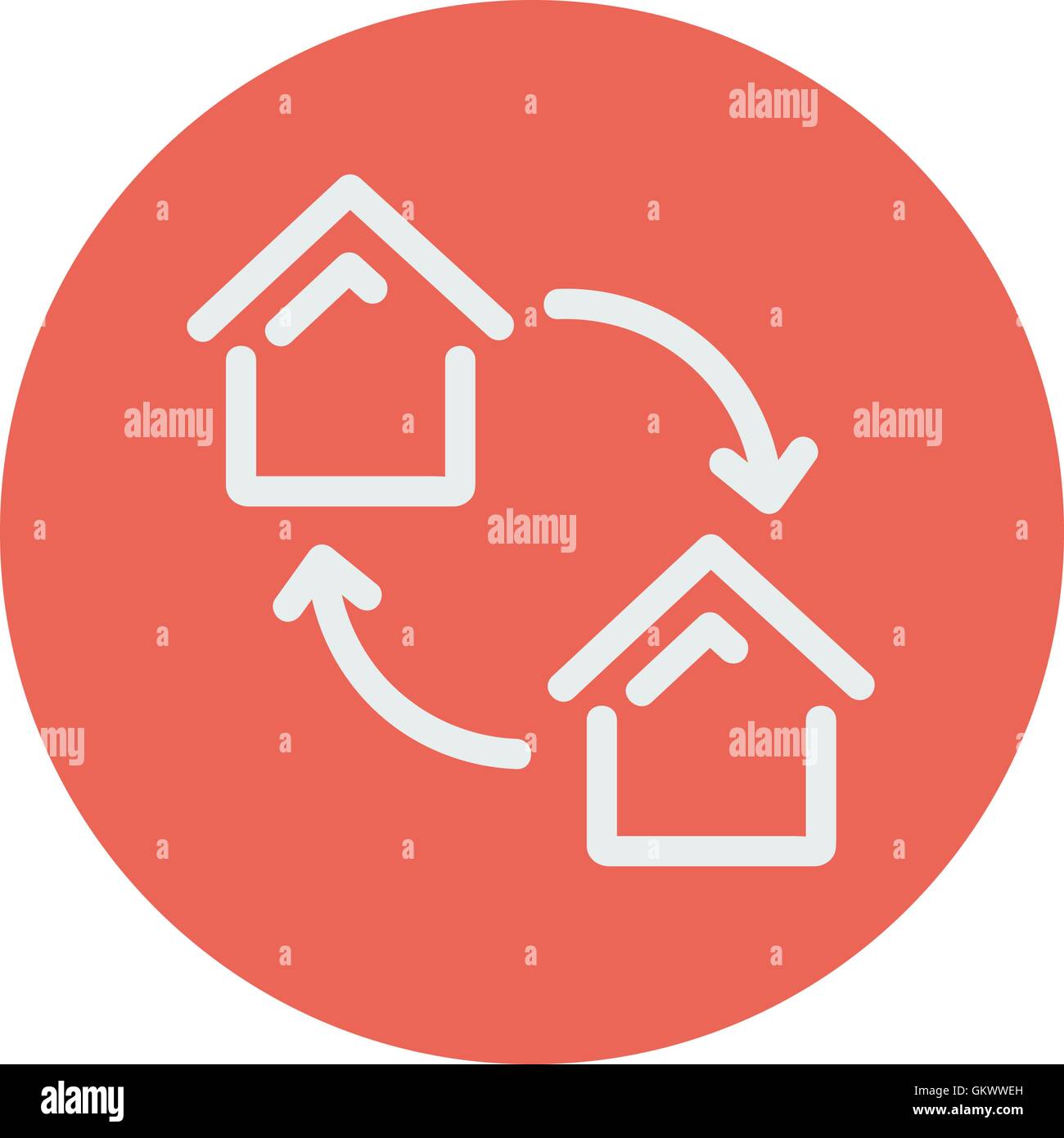 Two little houses thin line icon Stock Vector