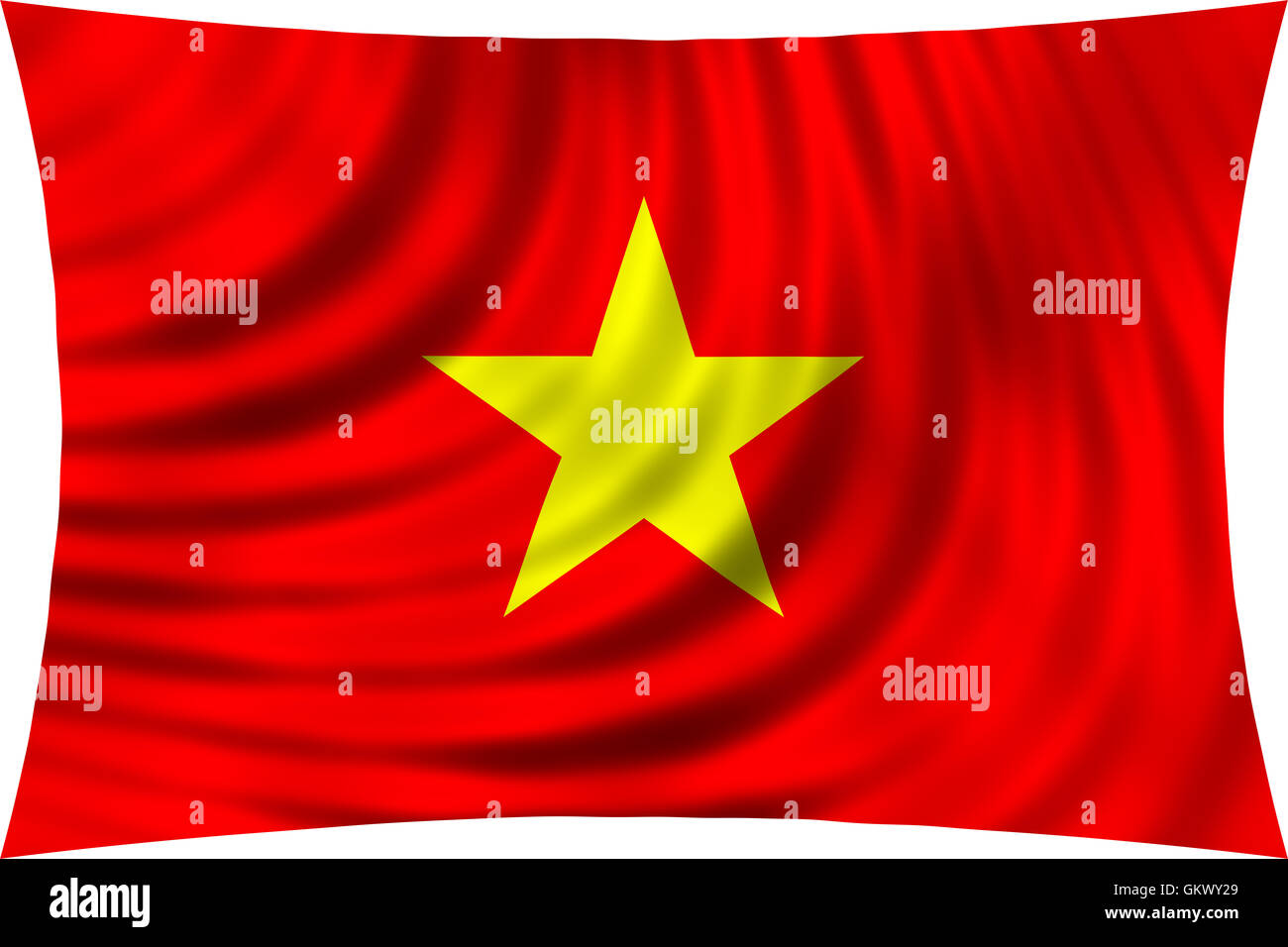 Flag of Vietnam waving in wind isolated on white background. Vietnamese national flag. Patriotic symbolic design. 3d rendered Stock Photo