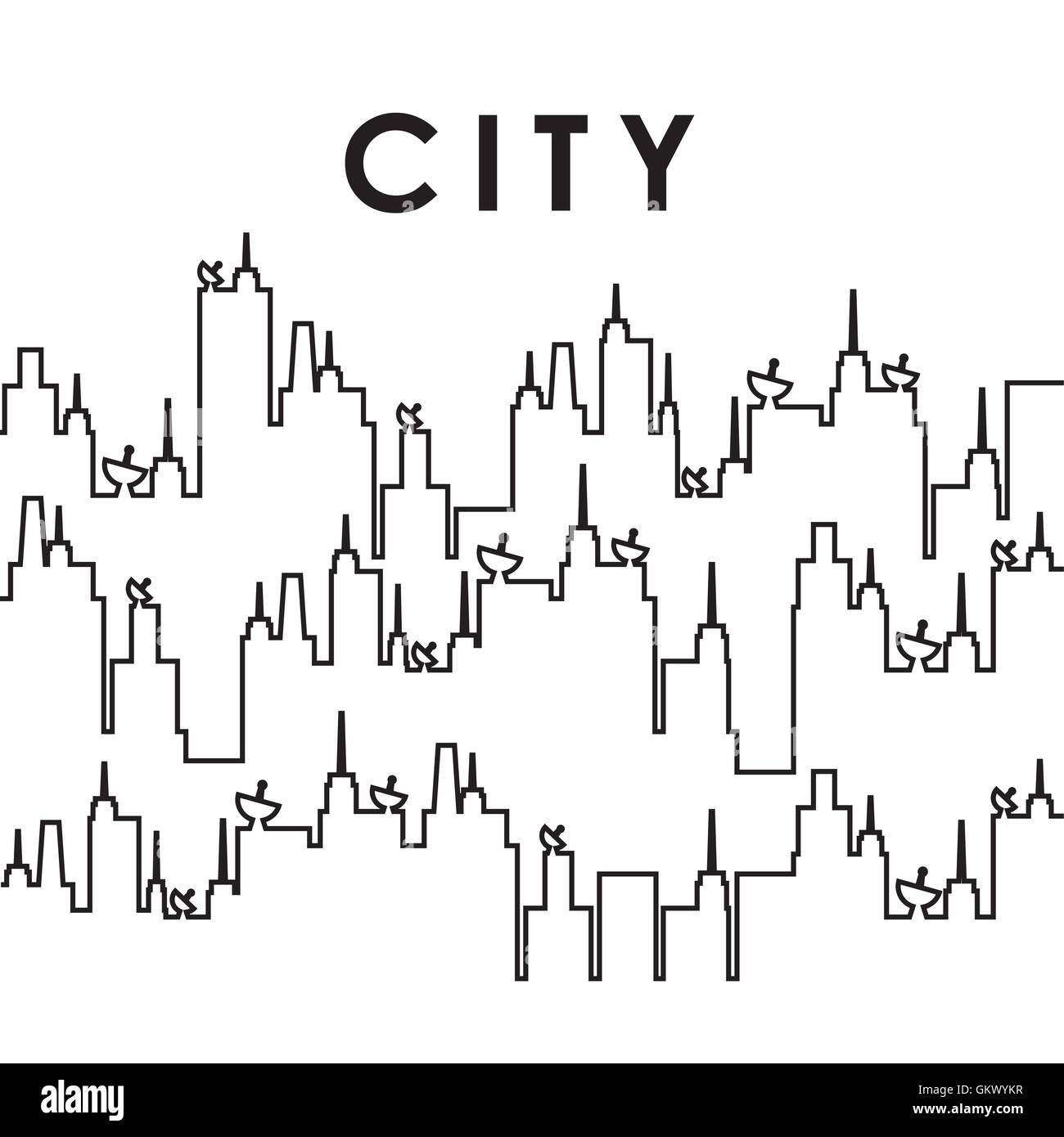 City design. Building icon. Black and white illustration , vector Stock ...