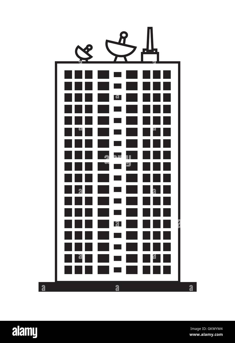 City design. Building icon. Black and white illustration , vector Stock ...