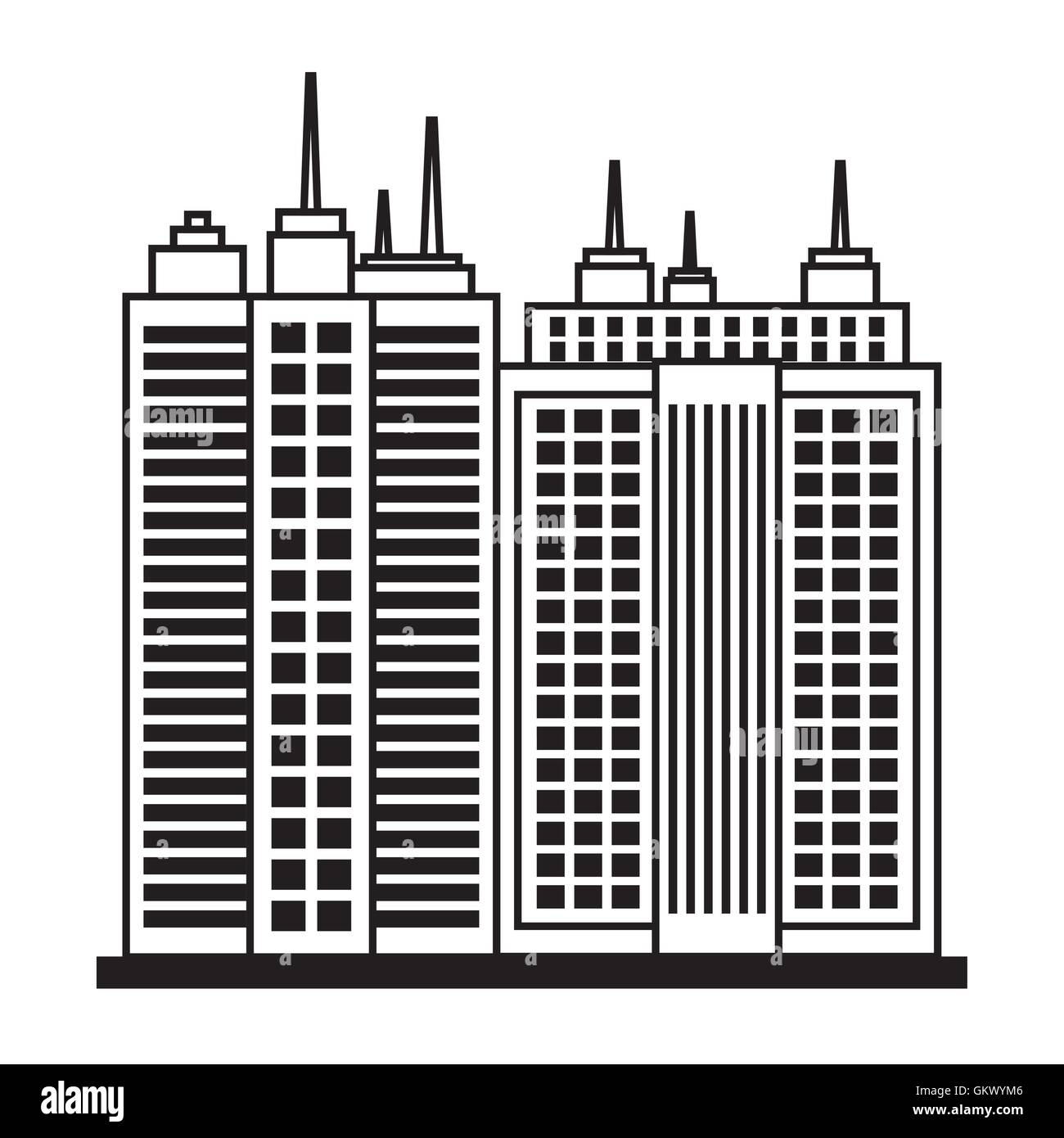 City design. Building icon. Black and white illustration , vector Stock ...
