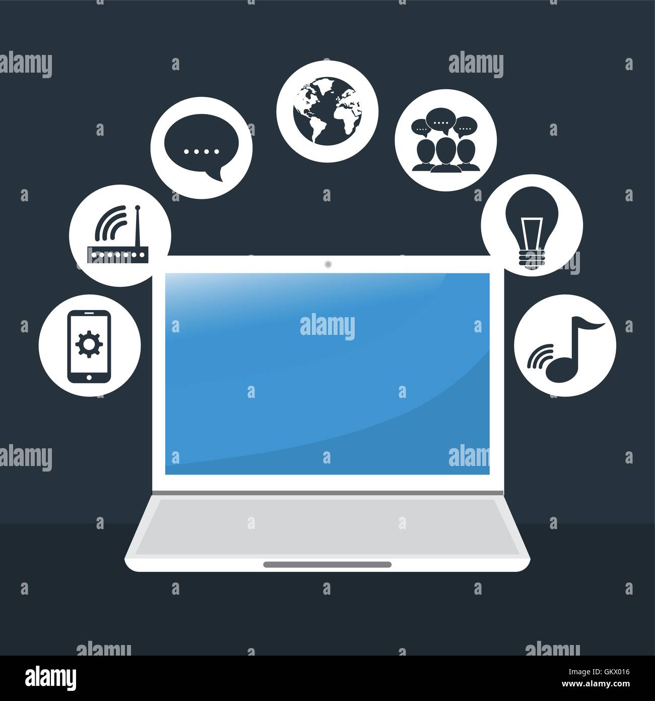Internet things laptop bubble planet hi-res stock photography and ...