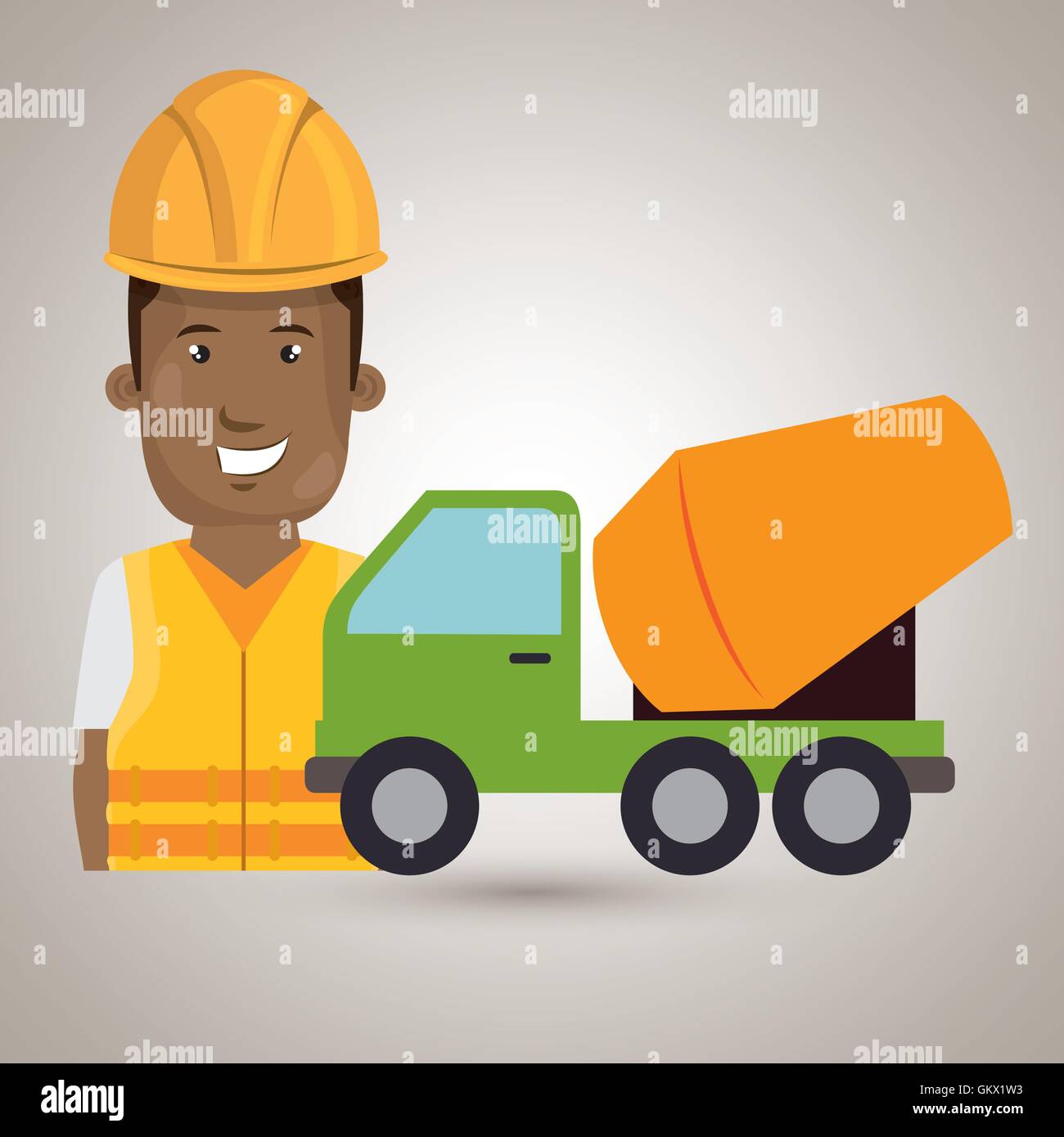worker mixer cement machinery Stock Vector Image & Art - Alamy
