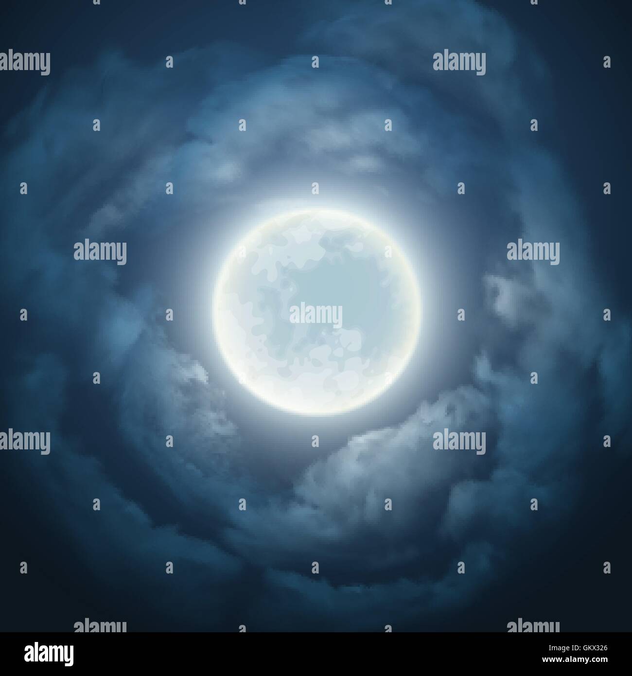 Night sky with the moon and cloud. Vector illustration Stock Vector ...
