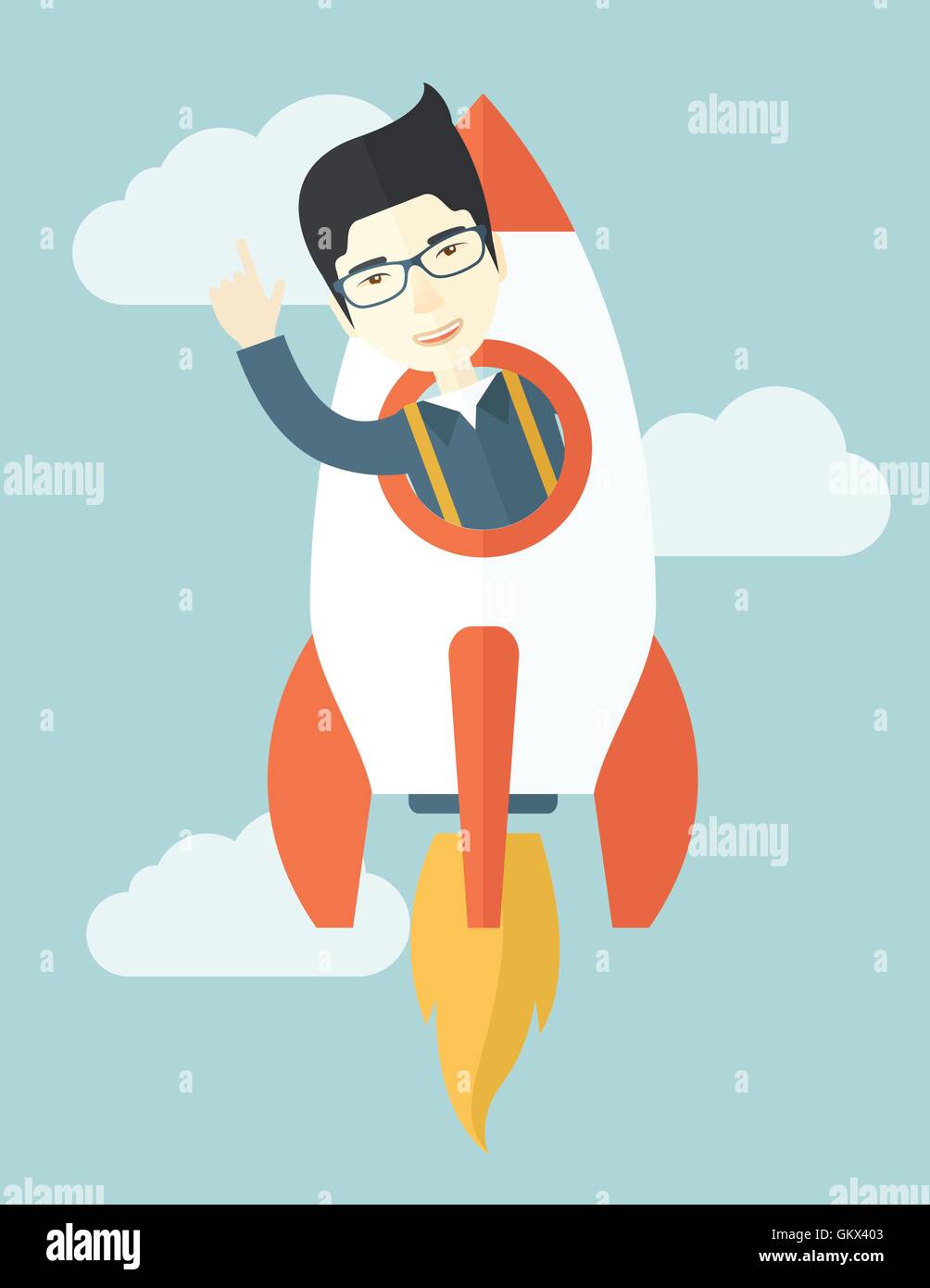 Asian young guy inside the rocket Stock Vector Image & Art - Alamy