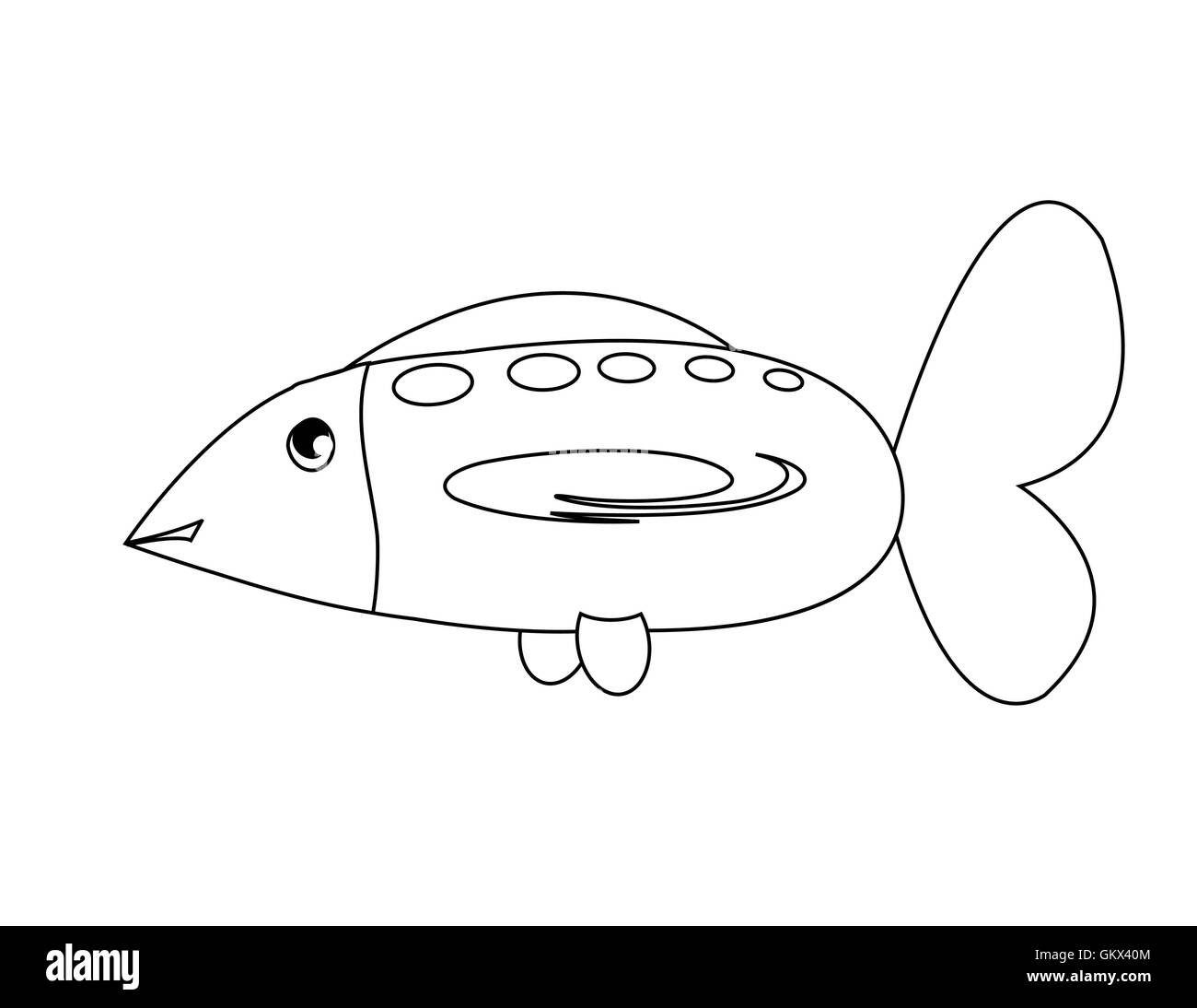 coloring with fish Stock Vector