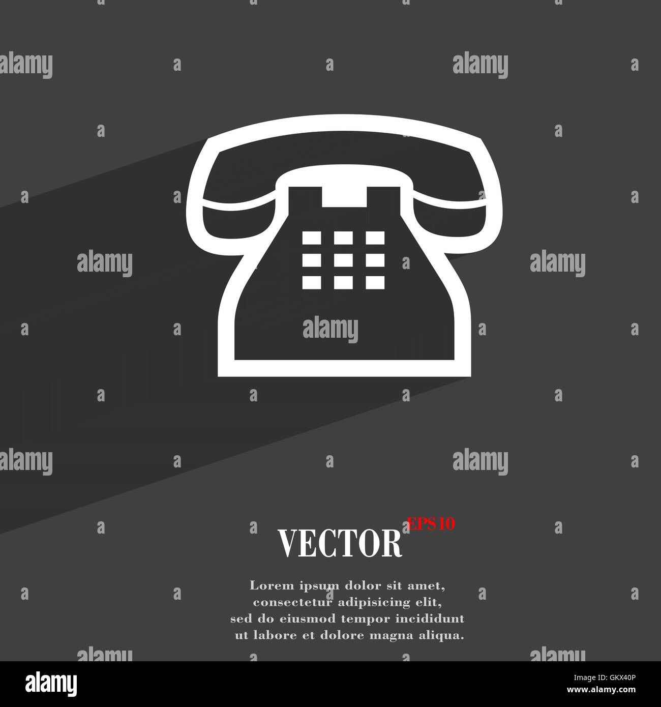 retro telephone handset icon symbol Flat modern web design with long shadow and space for your text. Vector Stock Vector