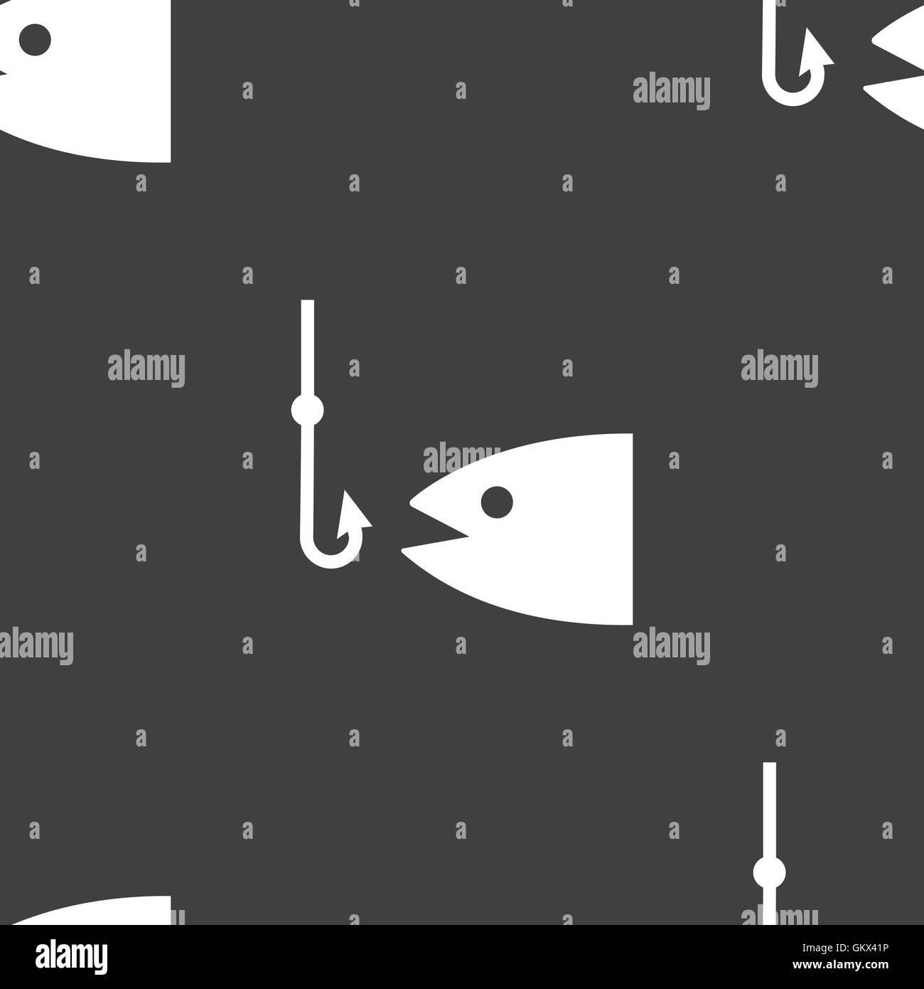 Fishing icon sign. Seamless pattern on a gray background. Vector Stock ...