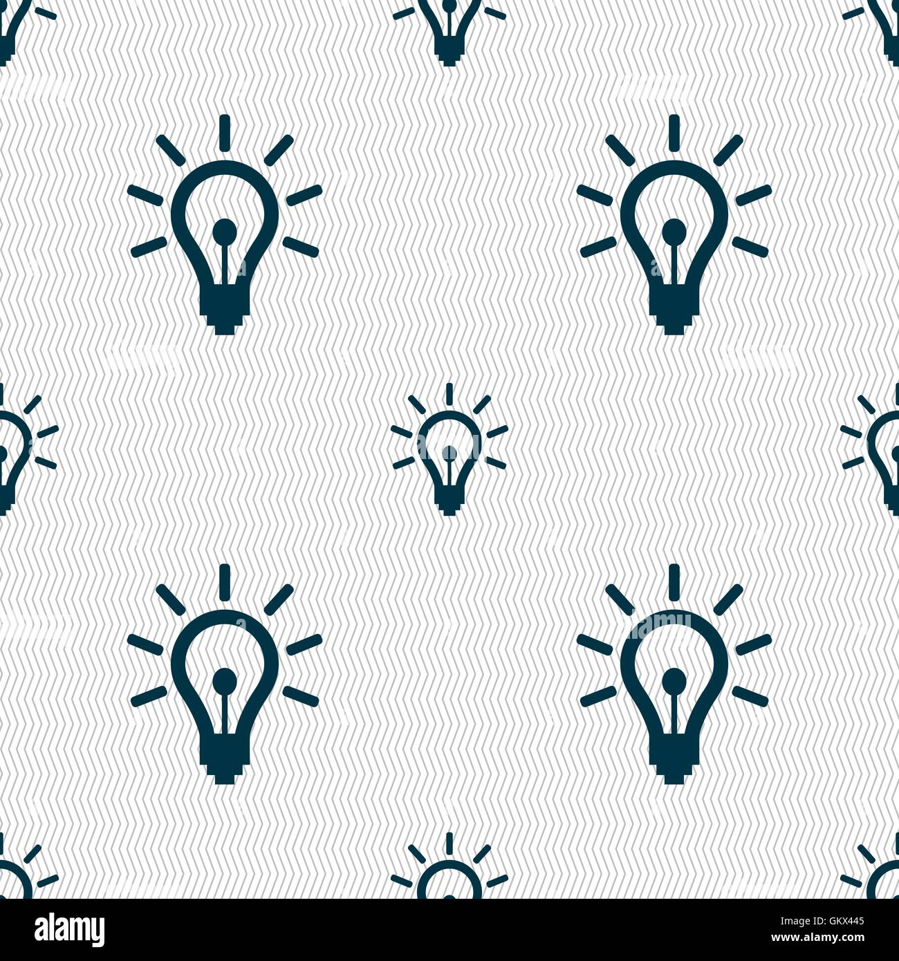 Light bulb icon sign. Seamless pattern with geometric texture. Vector ...