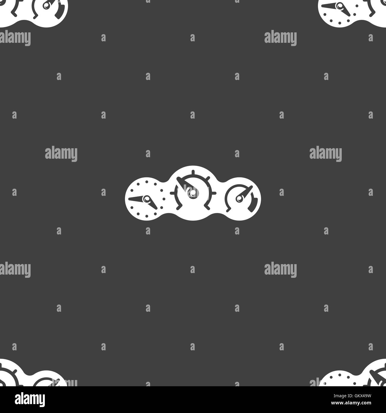 speed, speedometer icon sign. Seamless pattern on a gray background ...
