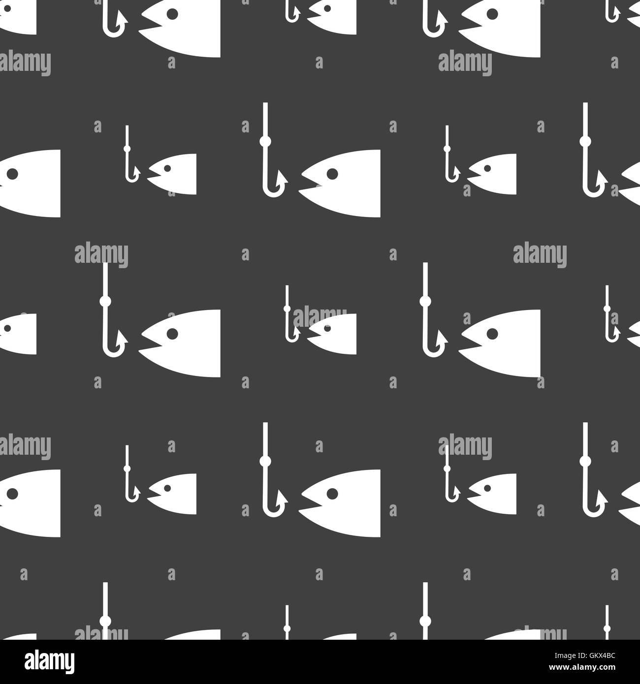 Fishing icon sign. Seamless pattern on a gray background. Vector Stock ...