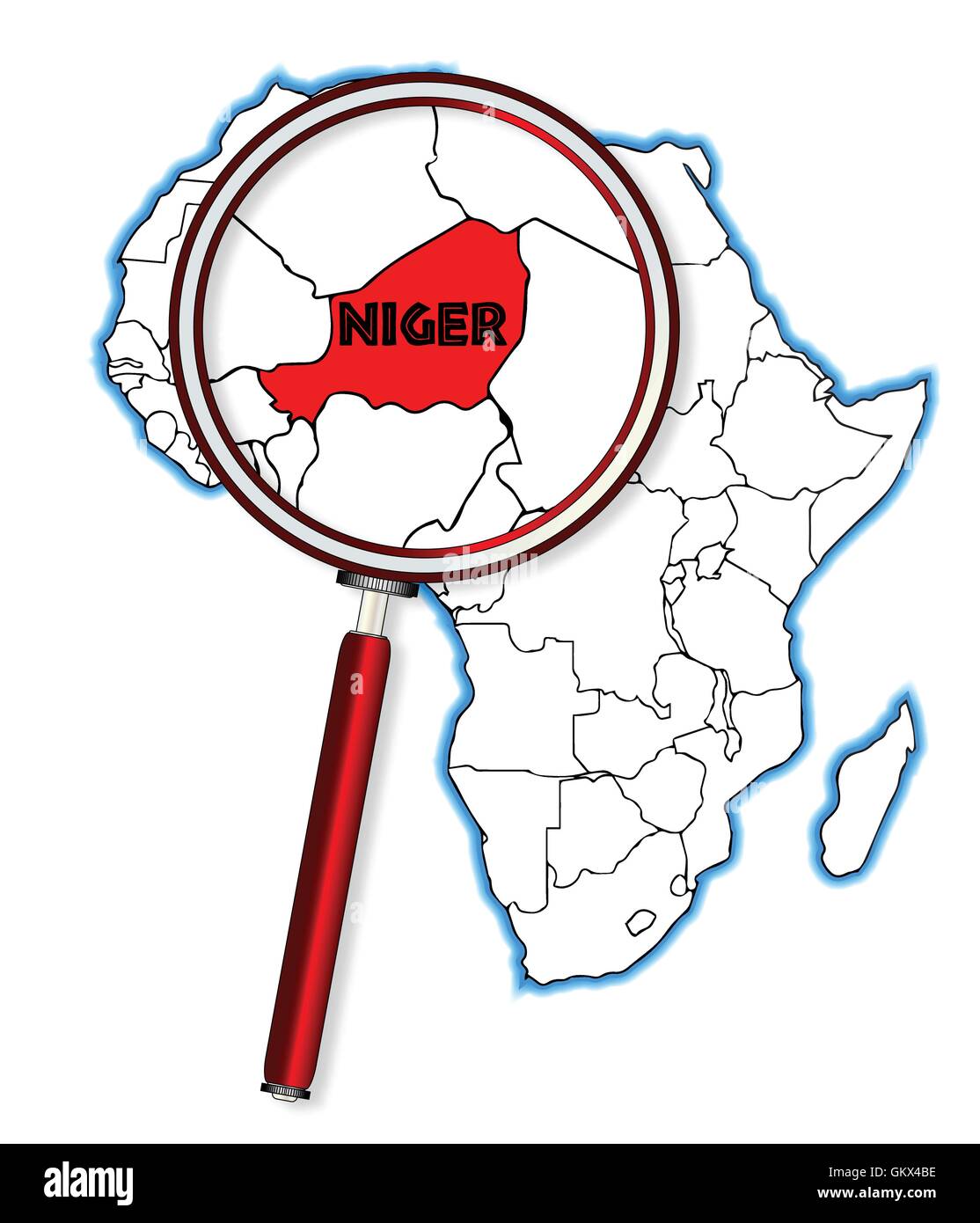 Niger Under A Magnifying Glass Stock Vector