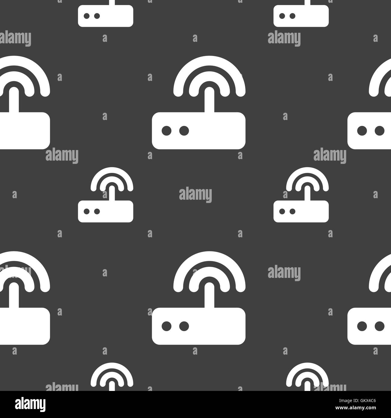 Wi fi router icon sign. Seamless pattern on a gray background. Vector ...