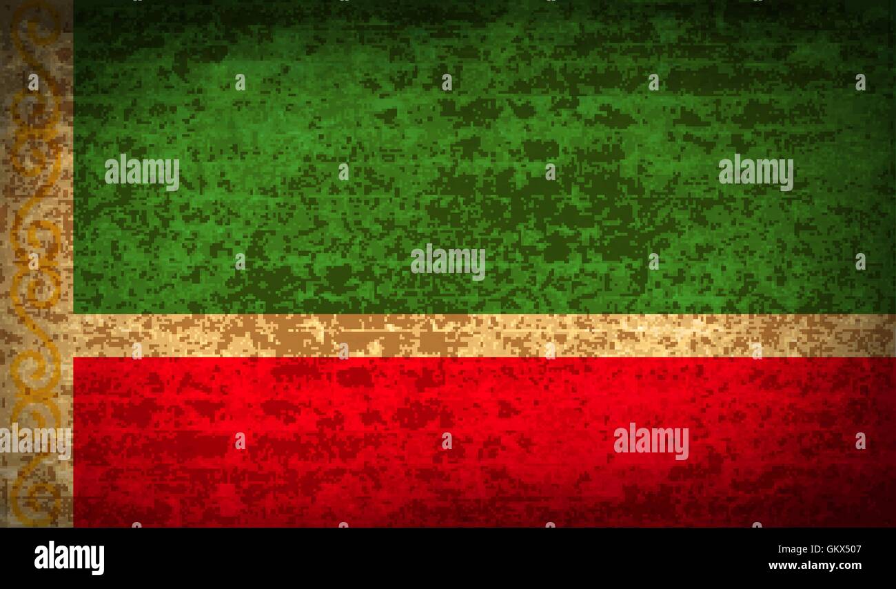 Flags Chechen Republic with dirty paper texture. Vector Stock Vector ...