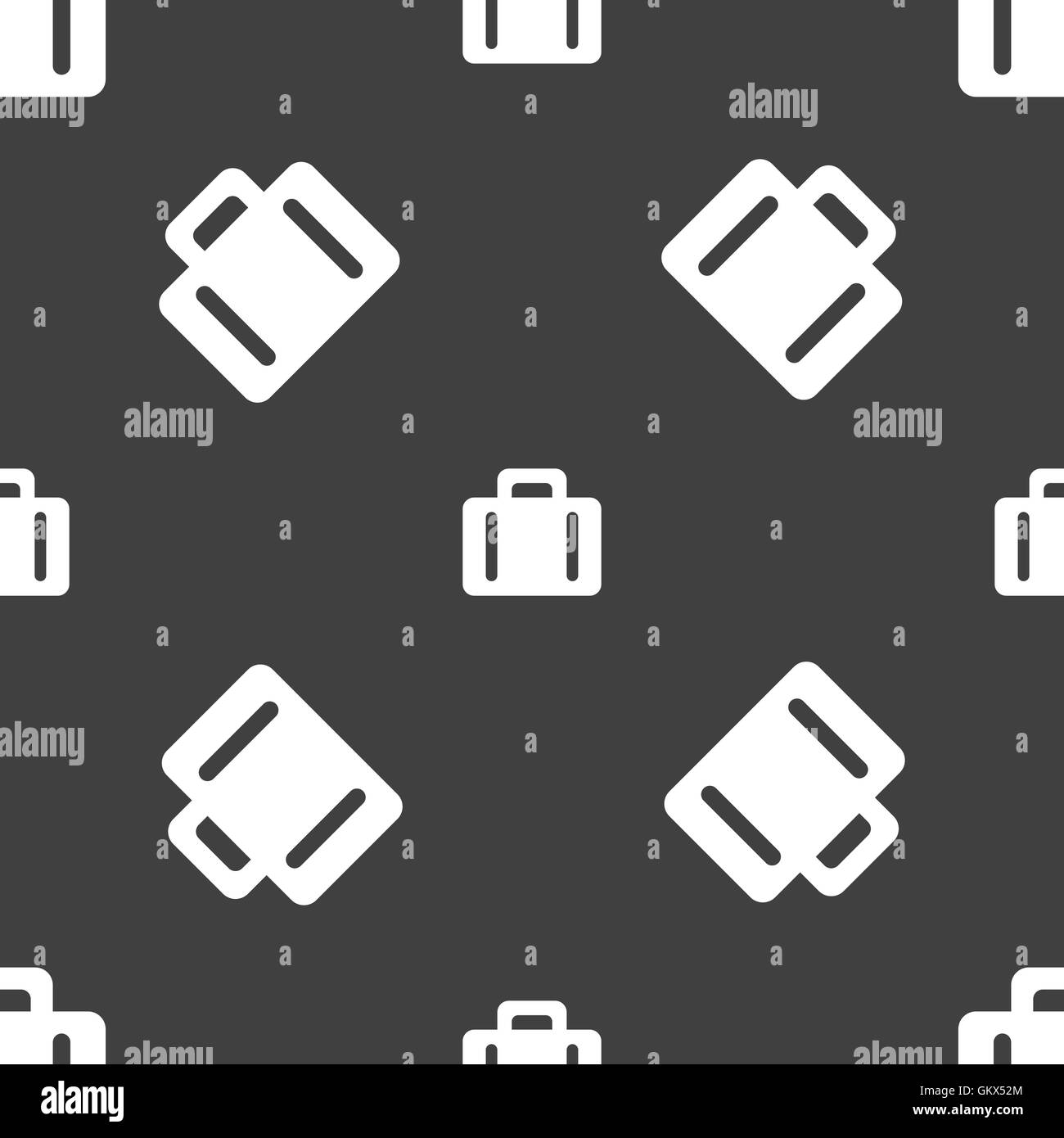 suitcase icon sign. Seamless pattern on a gray background. Vector Stock Vector