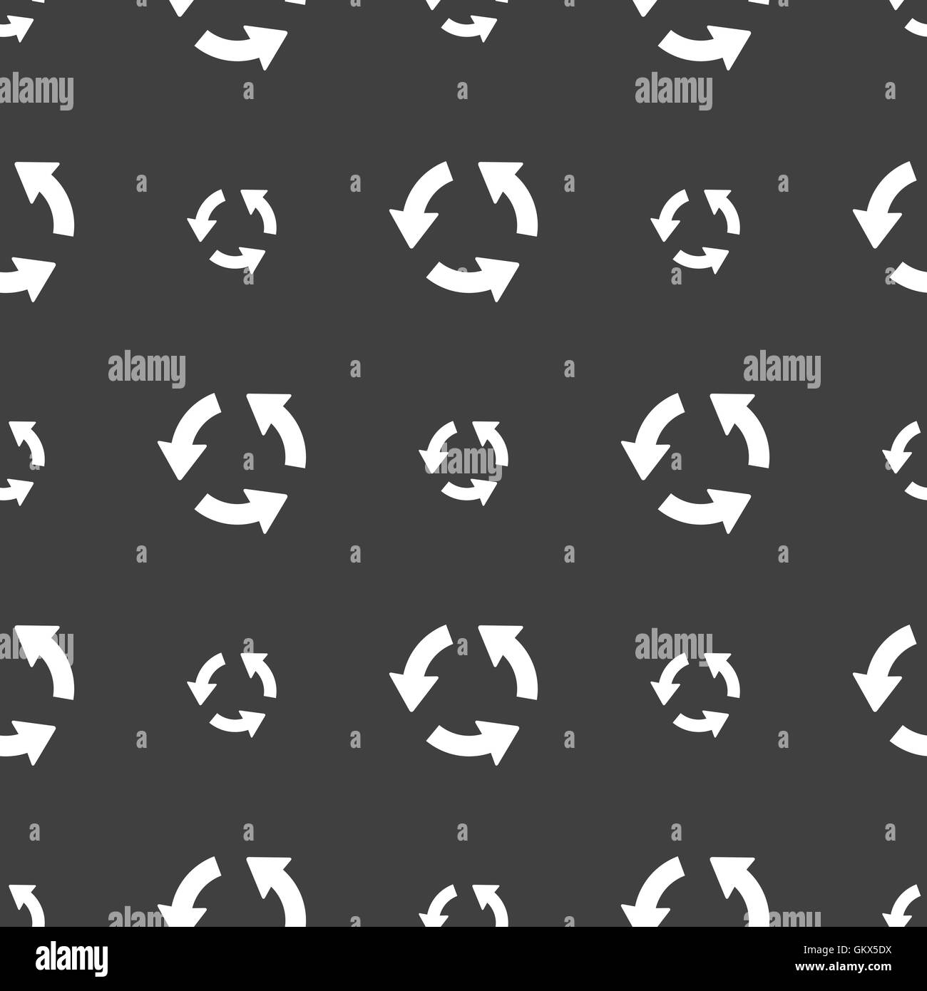 Refresh icon sign. Seamless pattern on a gray background. Vector Stock ...