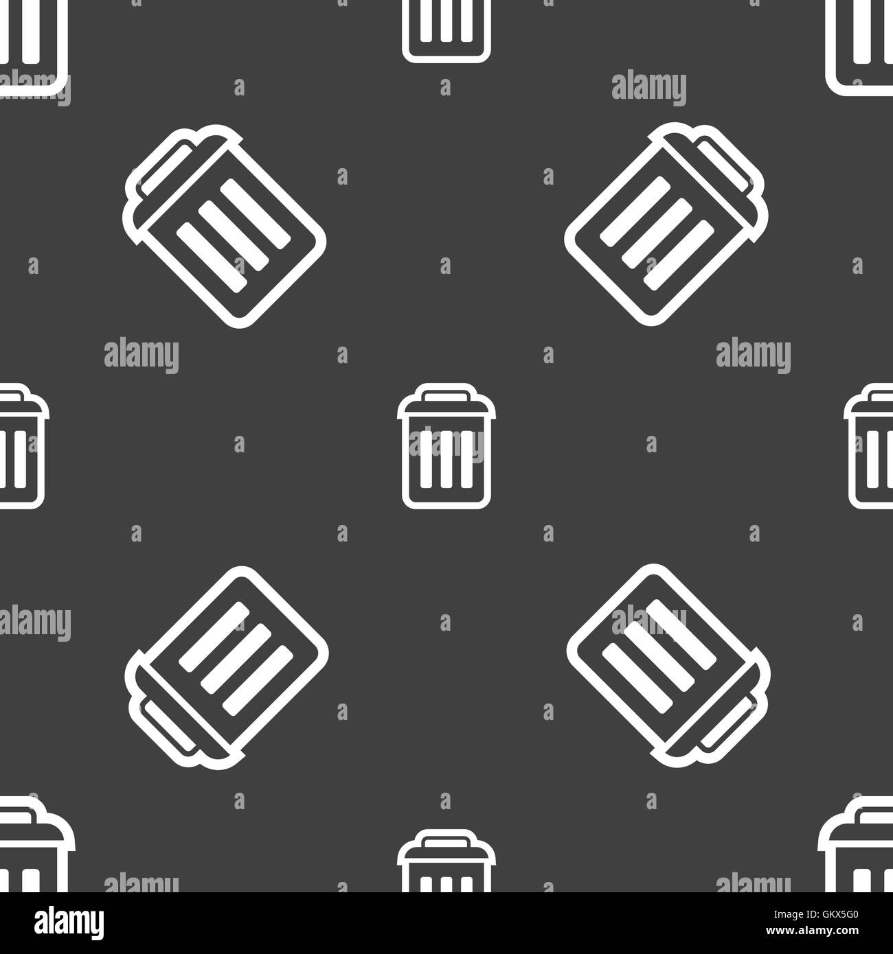 the trash icon sign. Seamless pattern on a gray background. Vector ...