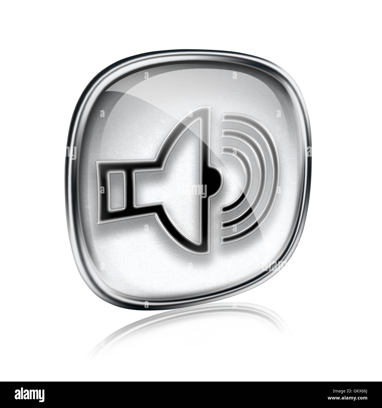 speaker icon grey glass, isolated on white background Stock Photo - Alamy