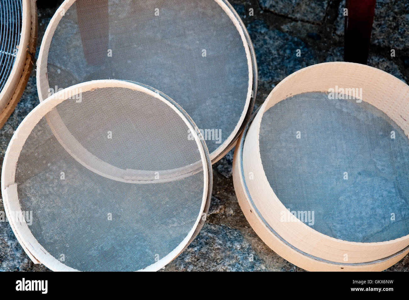beautiful handmade sieves that are used to sift flour Stock Photo Alamy