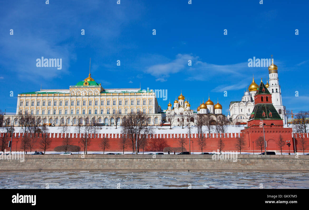 Beautiful view of the Moscow Kremlin in sunny spring day Stock Photo ...