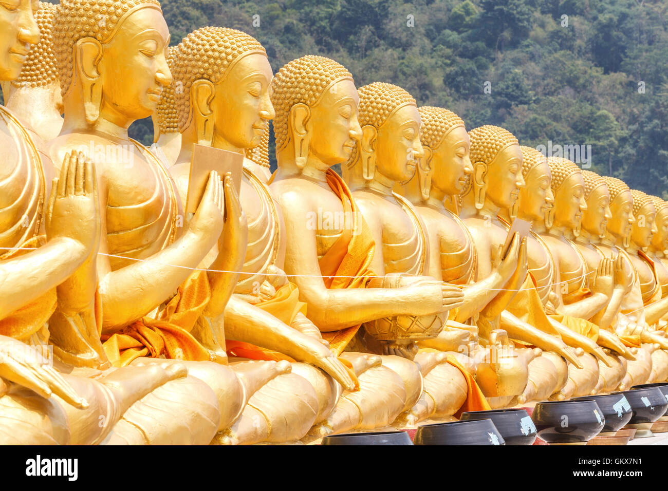 Golden buddha at Buddha Memorial park Stock Photo