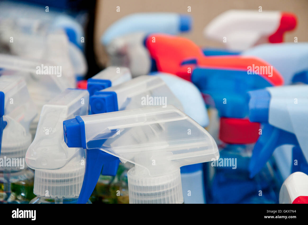 colorful plastic caps for detergents , shampoos and liquid soaps Stock
