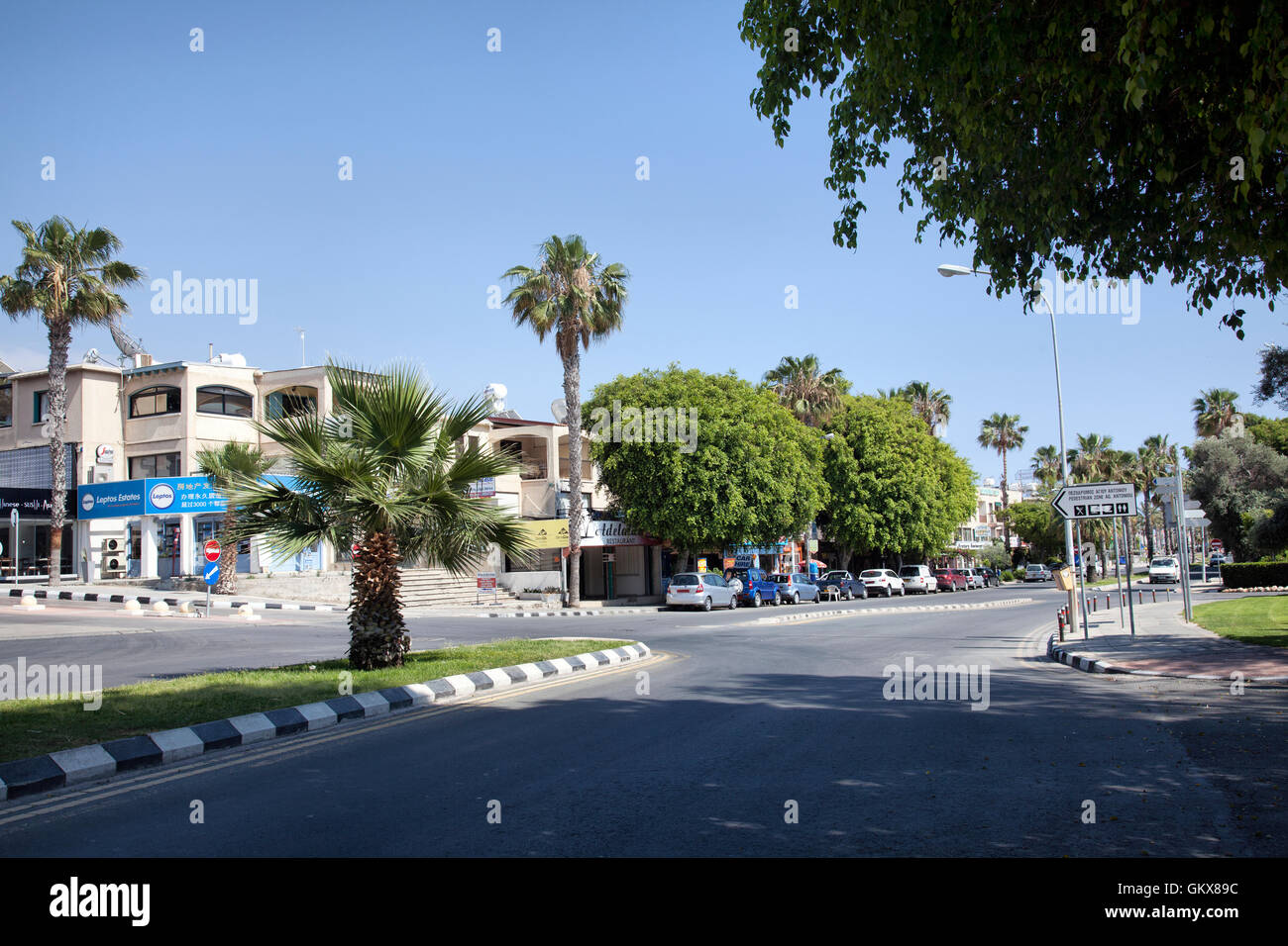 Poseidonos Avenue in Paphos - Cyprus Stock Photo