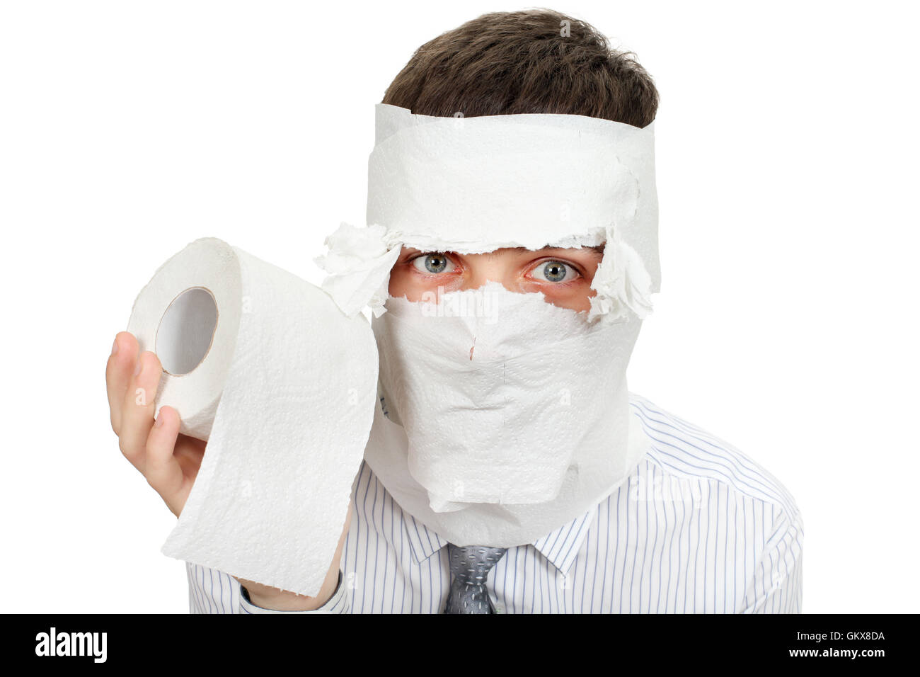 Man With Toilet Paper Stock Photo