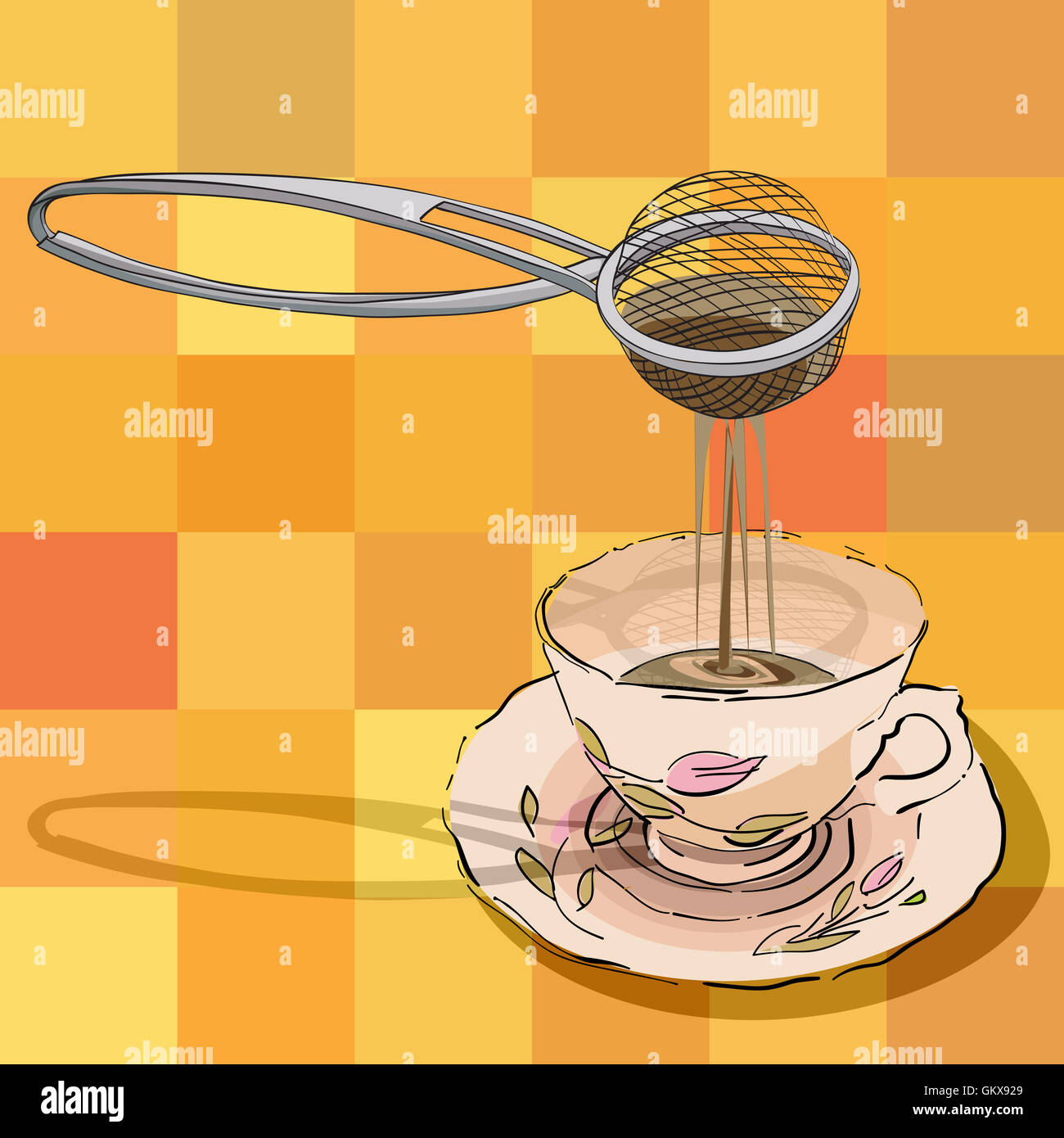 tea strainer and cup Stock Photo Alamy