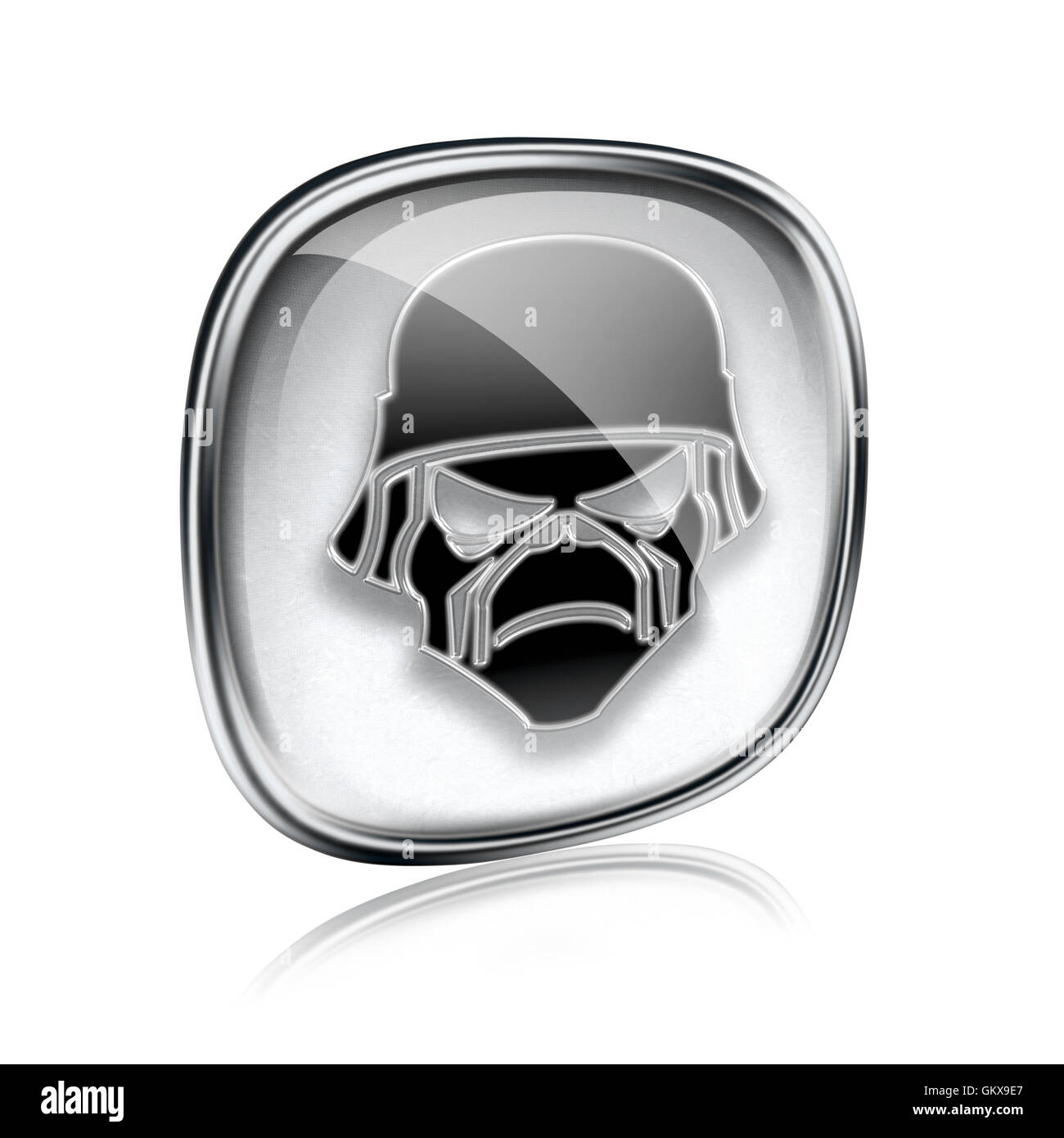 Army icon grey glass, isolated on white background Stock Photo