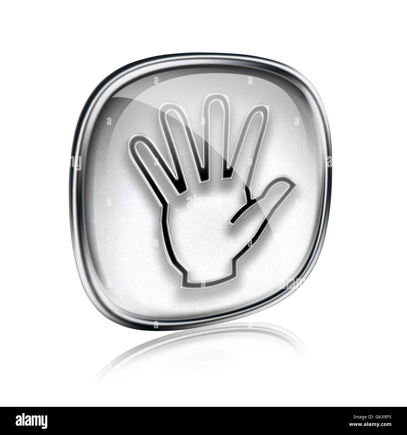 hand icon grey glass, isolated on white background Stock Photo - Alamy