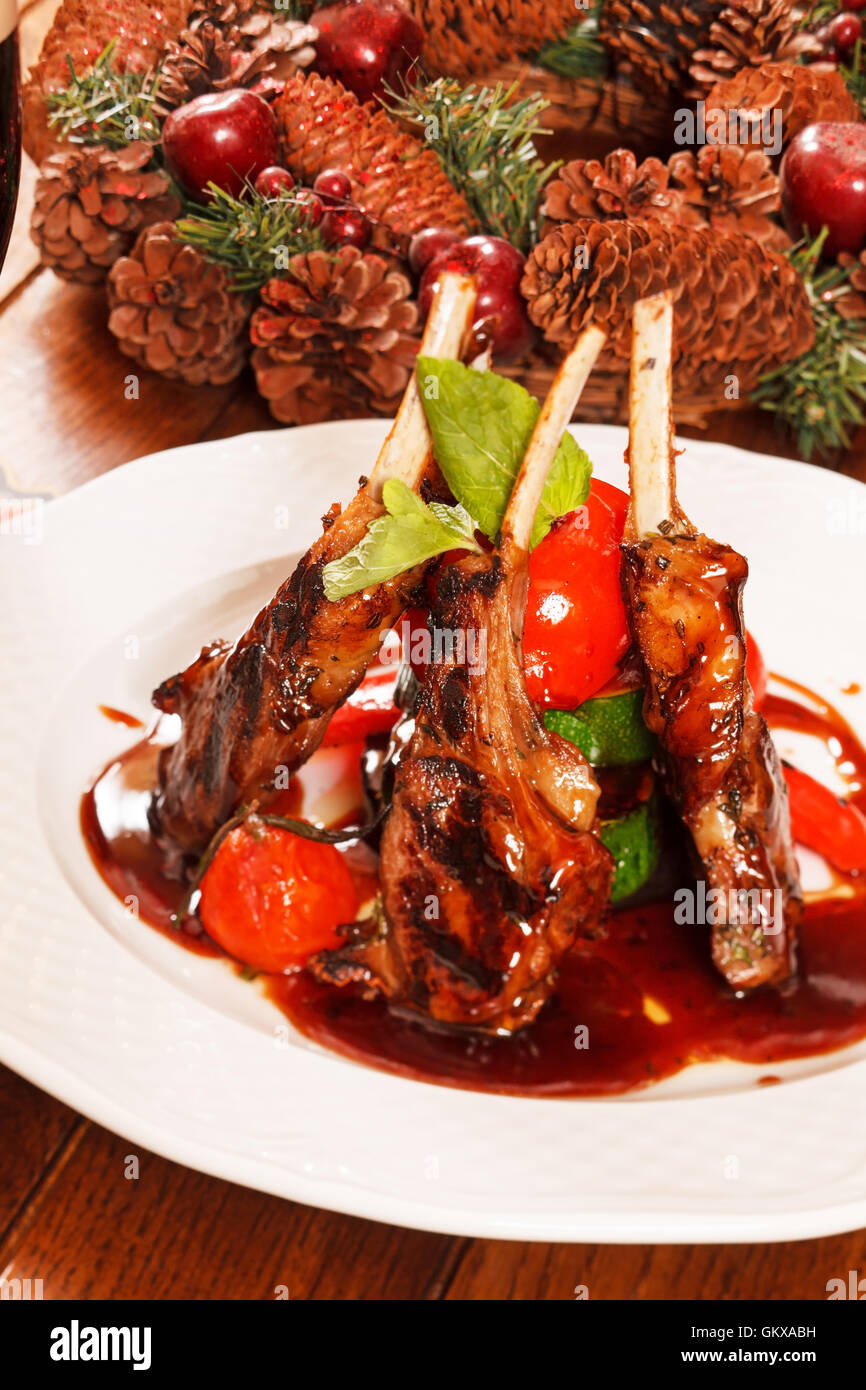 Roasted lamb ribs Stock Photo - Alamy