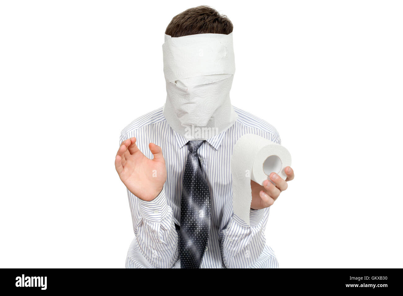 Man With Toilet Paper Stock Photo