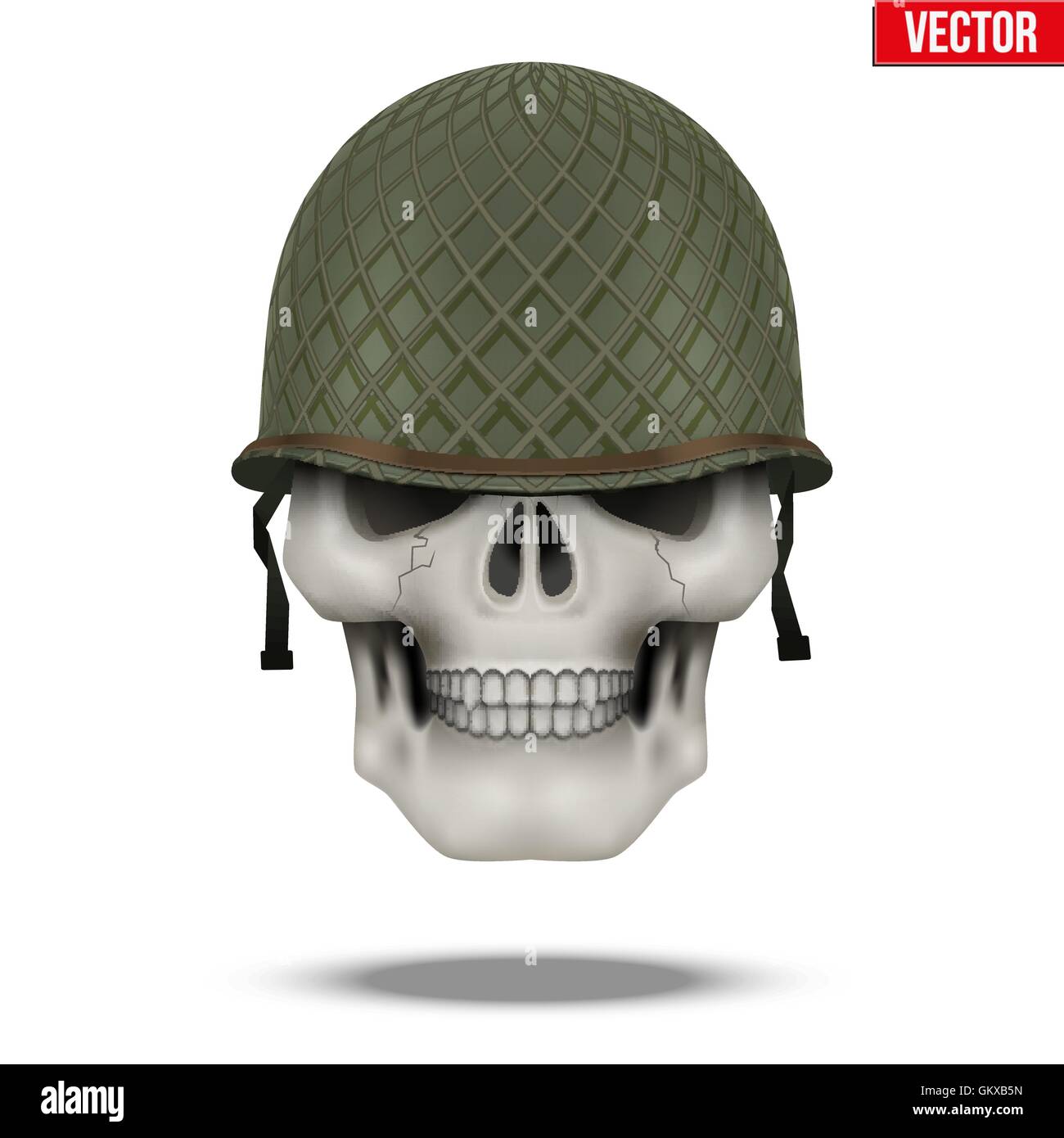 Military US helmet M1 WWII and skull Stock Vector