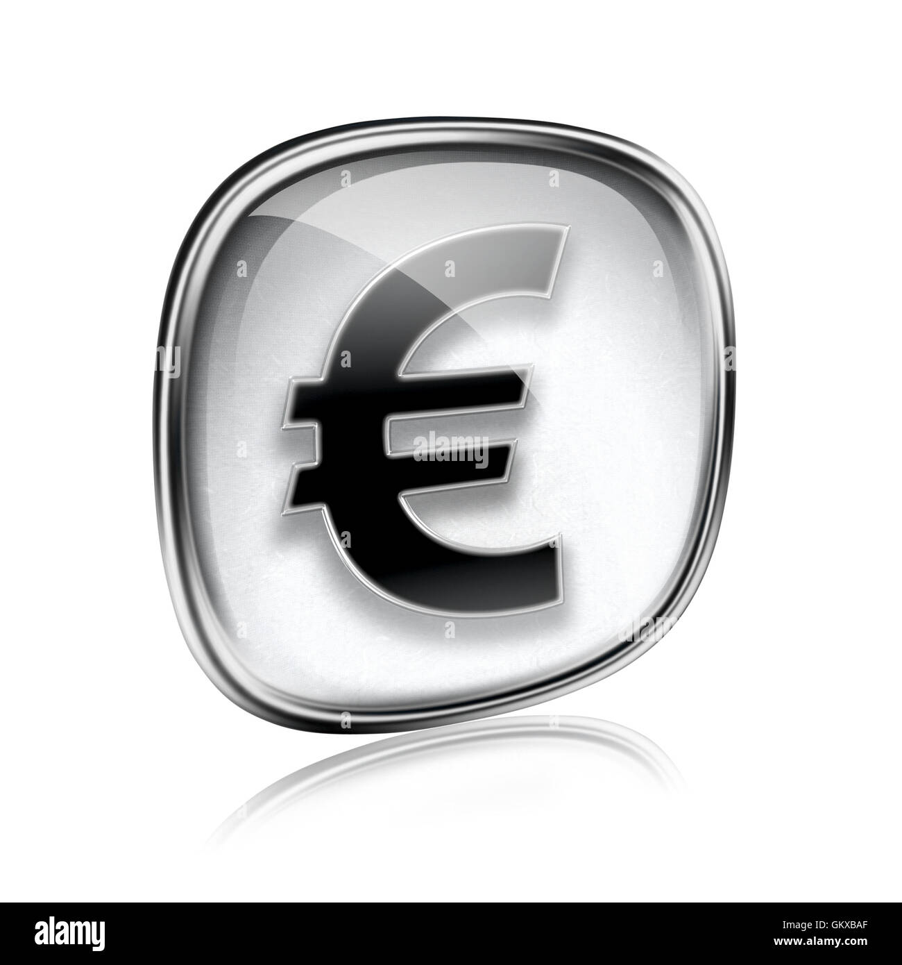 Euro icon grey glass, isolated on white background Stock Photo - Alamy