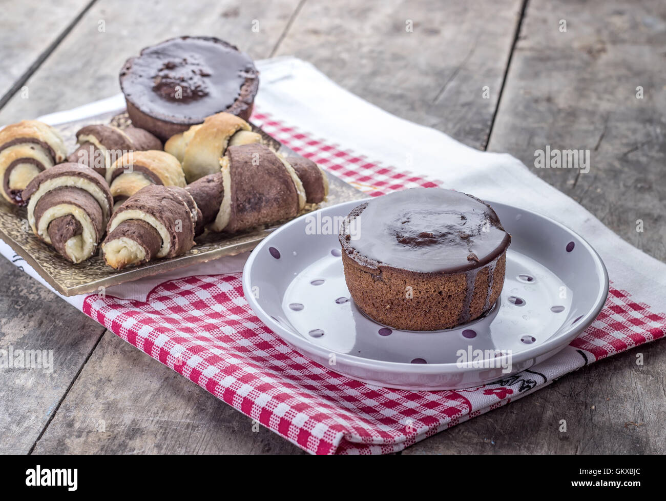 Delicious decorated chocolate muffins Stock Photo - Alamy